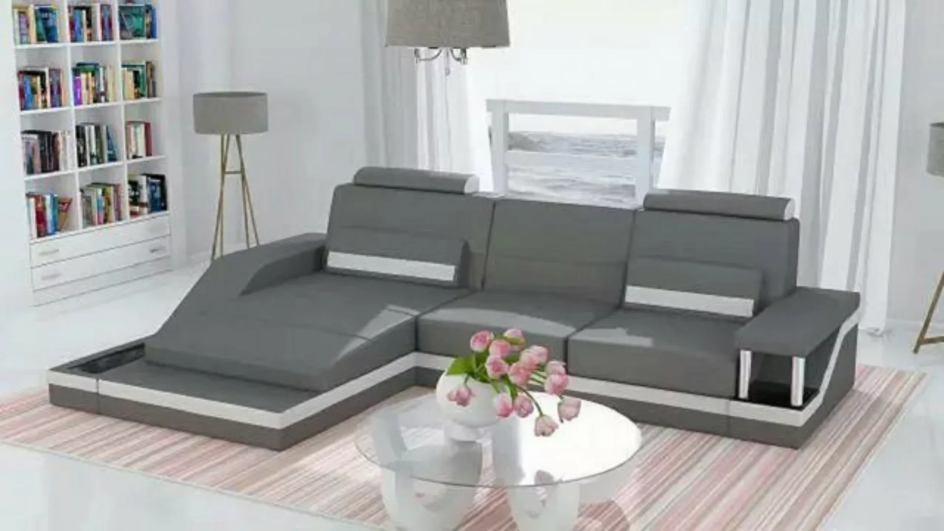 JVmoebel Ecksofa Ecksofa Wohnlandschaft Sofa +USB Eck Garnitur Leder Textil günstig online kaufen