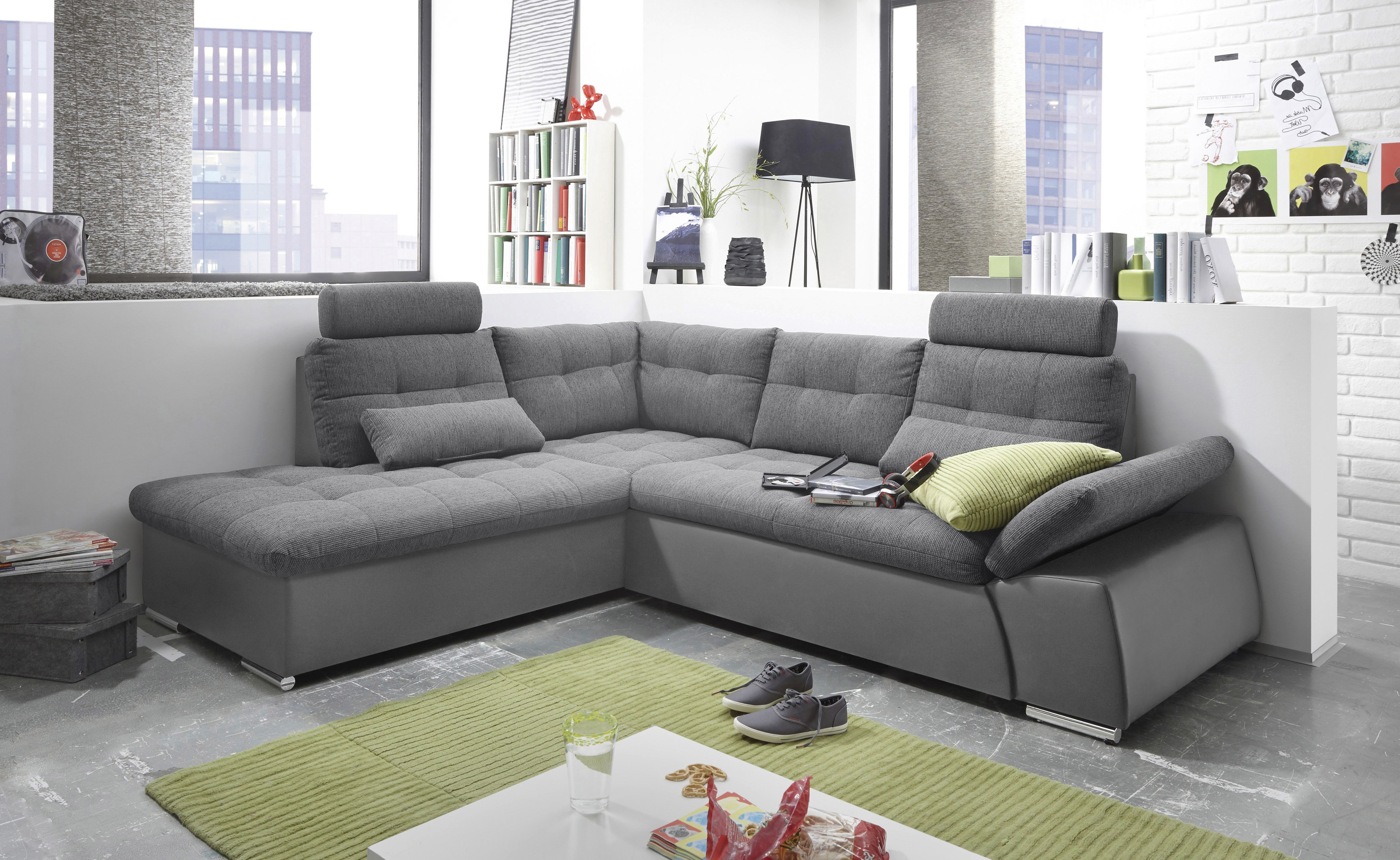 ED EXCITING DESIGN Ecksofa "Jakarta L-Form", mit Bettfunktion, Armteilverst günstig online kaufen