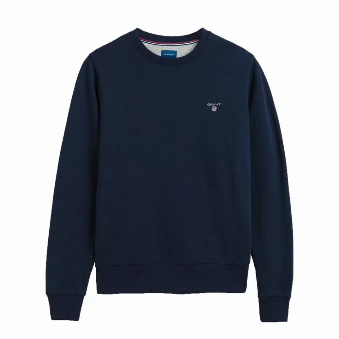 GANT Herren Sweatshirt - Sweater, Rundhals, Loopback, Baumwoll-Mix, Logo Bl günstig online kaufen