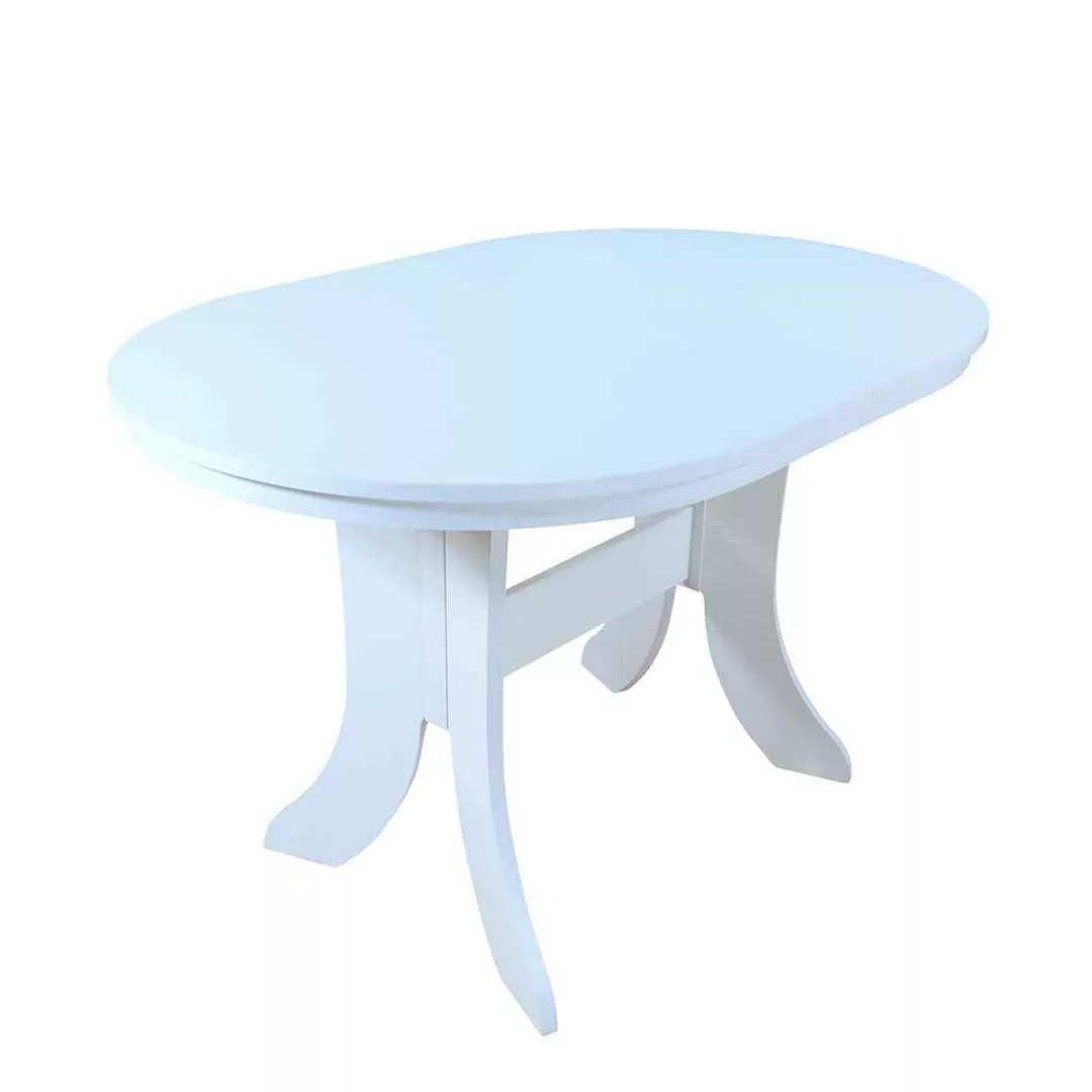 Essplatzgruppe mit ovalem Tisch Weiß und Hellgrau (fünfteilig) günstig online kaufen