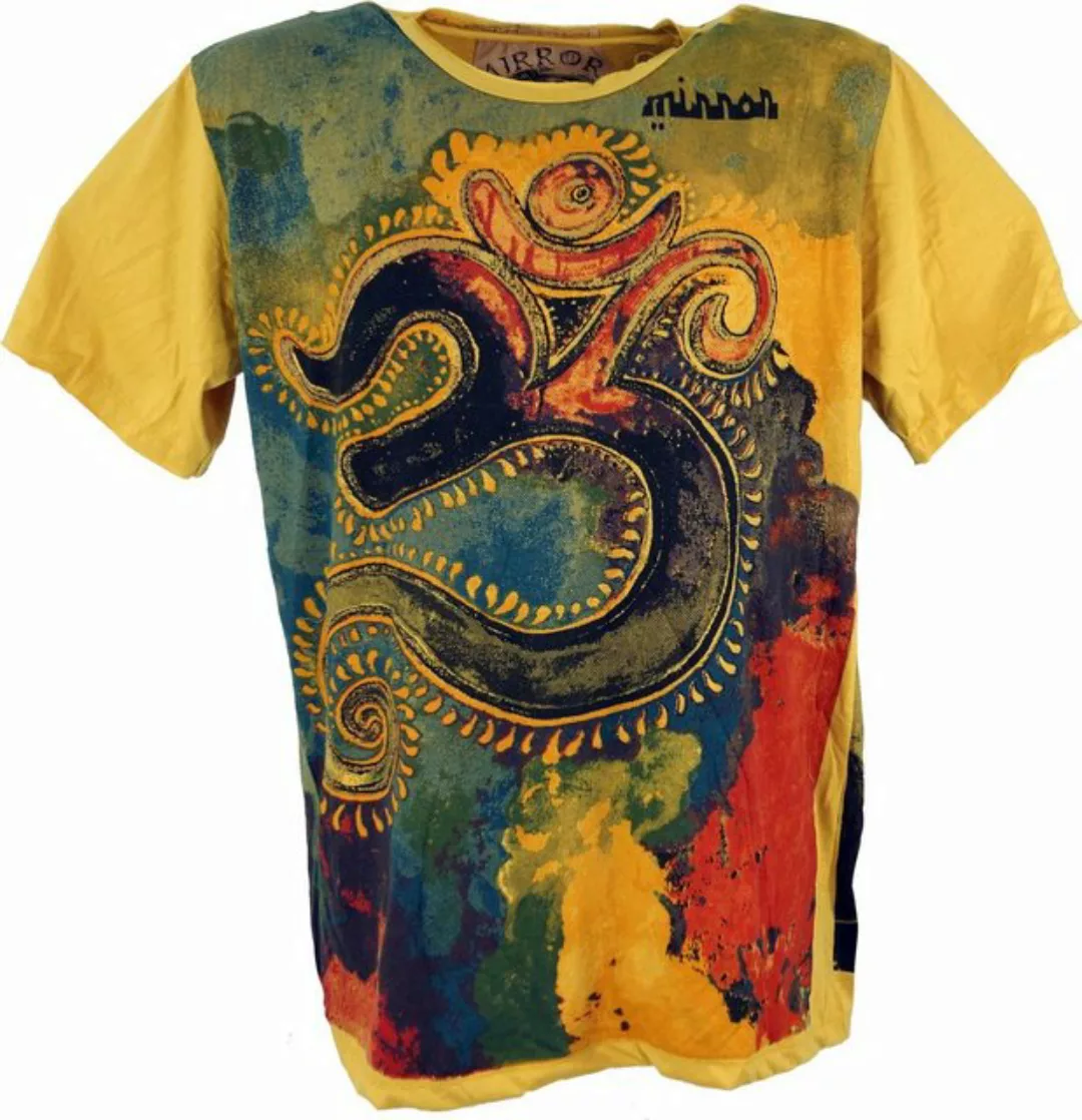 Guru-Shop T-Shirt Mirror T-Shirt - OM gelb Goa Style, Festival, alternative günstig online kaufen