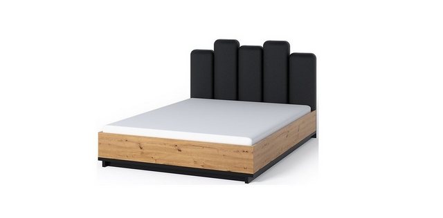 Marmex Möbel Bett INES 05 Doppelbett 160x200 schwarz, mit gepolstertem Kopf günstig online kaufen