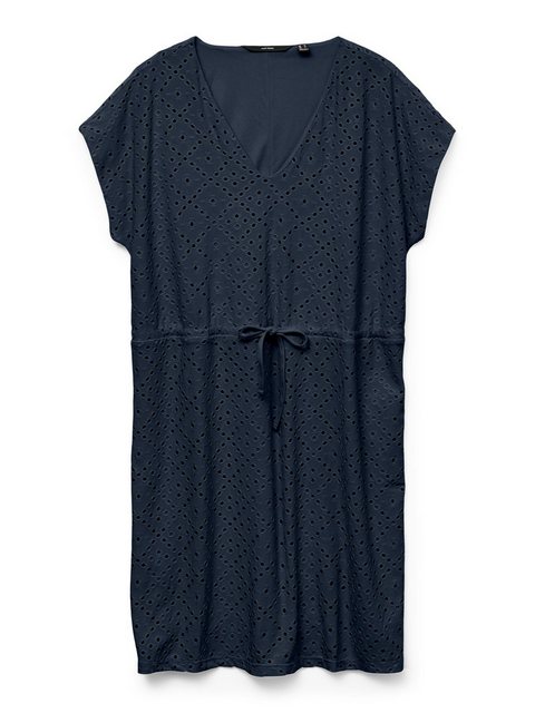 Vero Moda Shirtkleid Kleid mit V-Ausschnitt, Broderie-Anglaise, Kordelzug ( günstig online kaufen