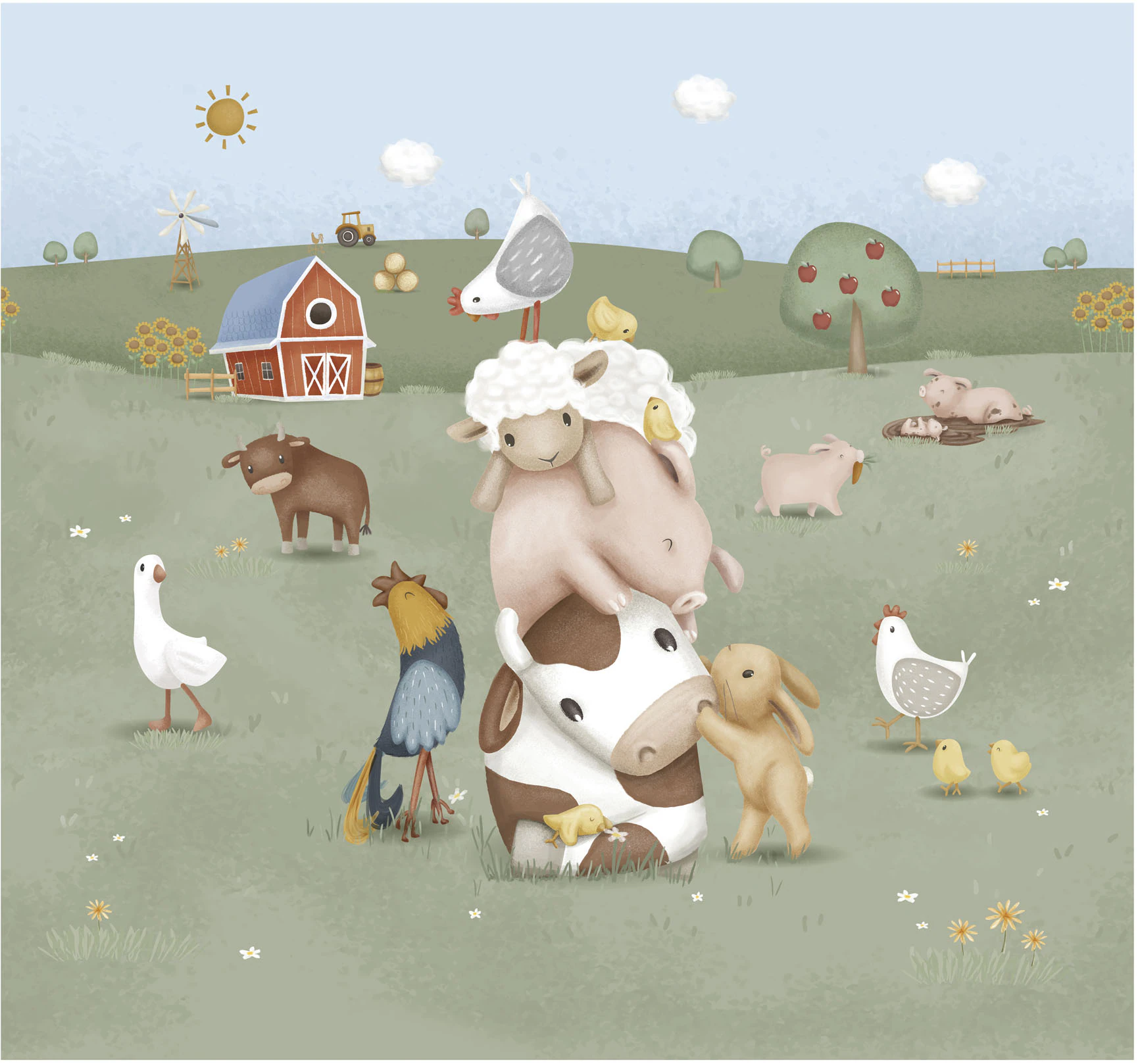 LITTLE DUTCH Vliestapete »Little Farm«, neutral, 280x300cm (LxB) ca. 8,4m2 günstig online kaufen