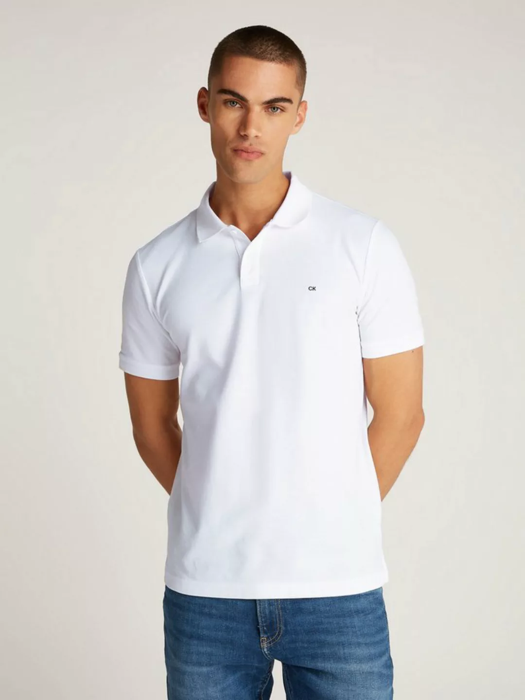 Calvin Klein Poloshirt LOGO REFINED PIQUE SLIM mit Logoprägung günstig online kaufen