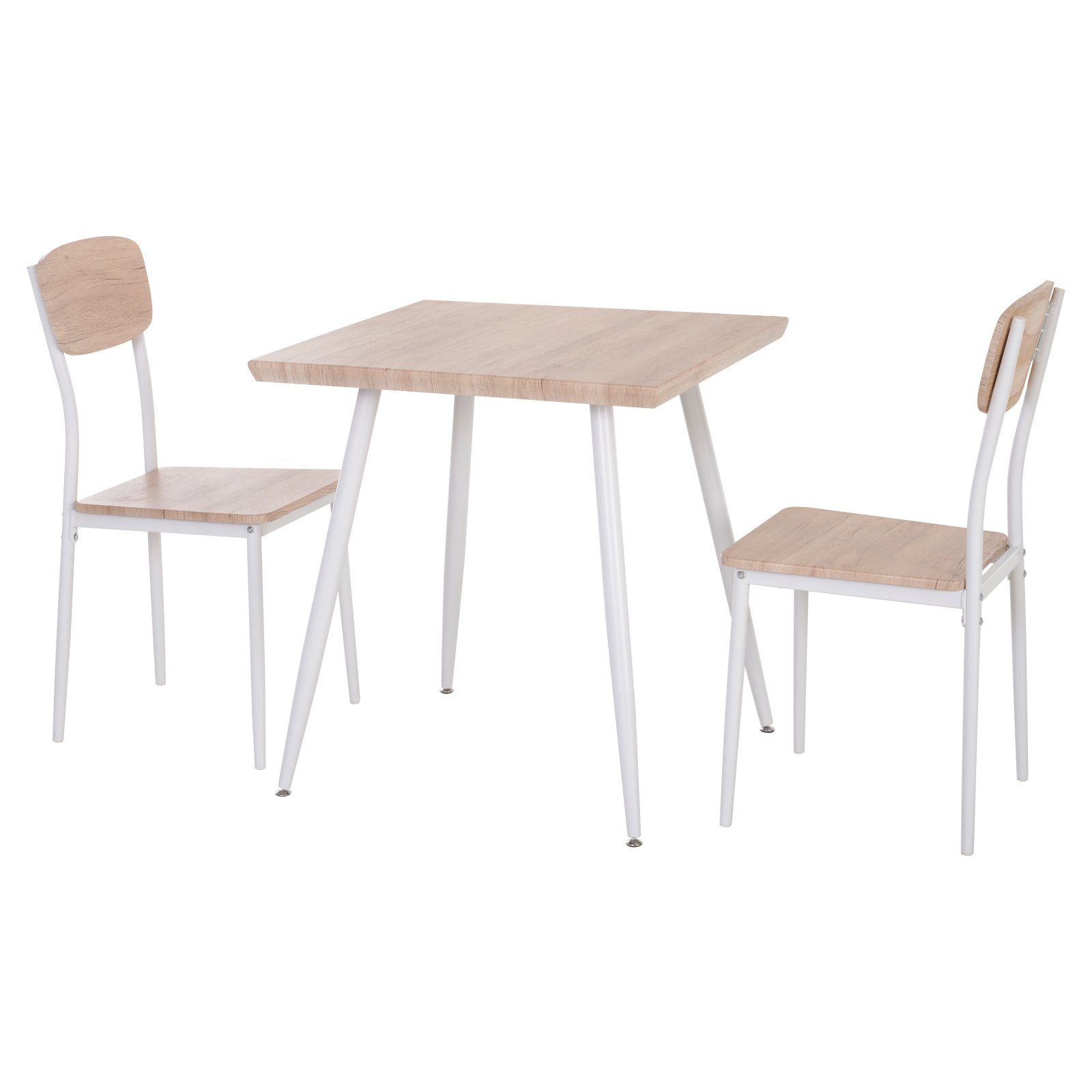 HOMCOM 3-teilige Essgruppe Sitzgruppe Esstisch Set MDF + Metall Naturholzma günstig online kaufen