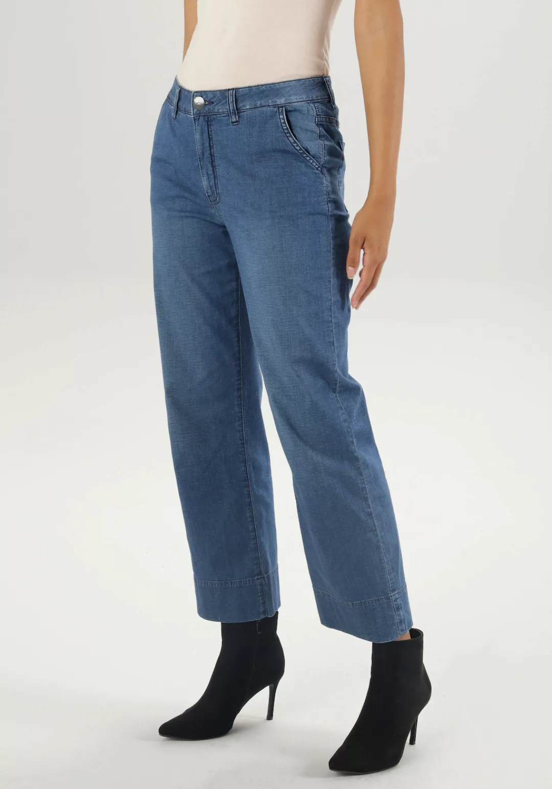 Aniston SELECTED Straight-Jeans, mit weitem Bein; regular waist günstig online kaufen