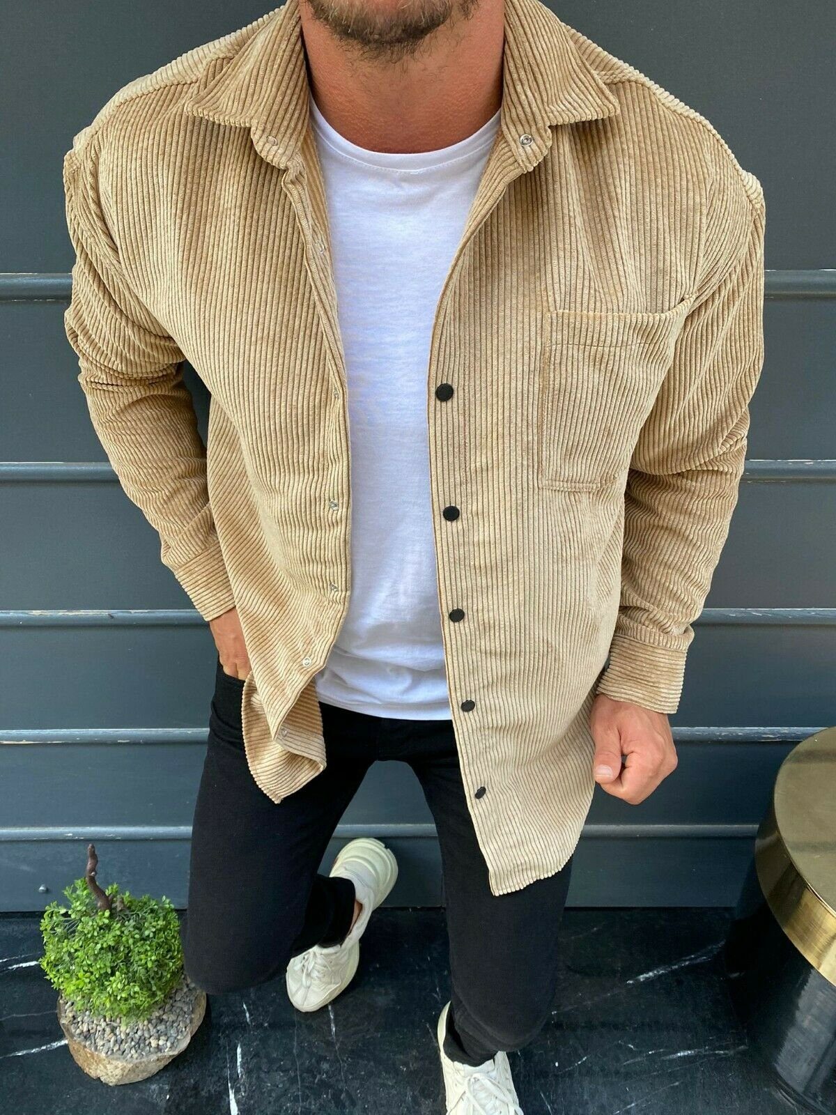 Megaman Jeans Langarmhemd Herren Cord Hemd günstig online kaufen