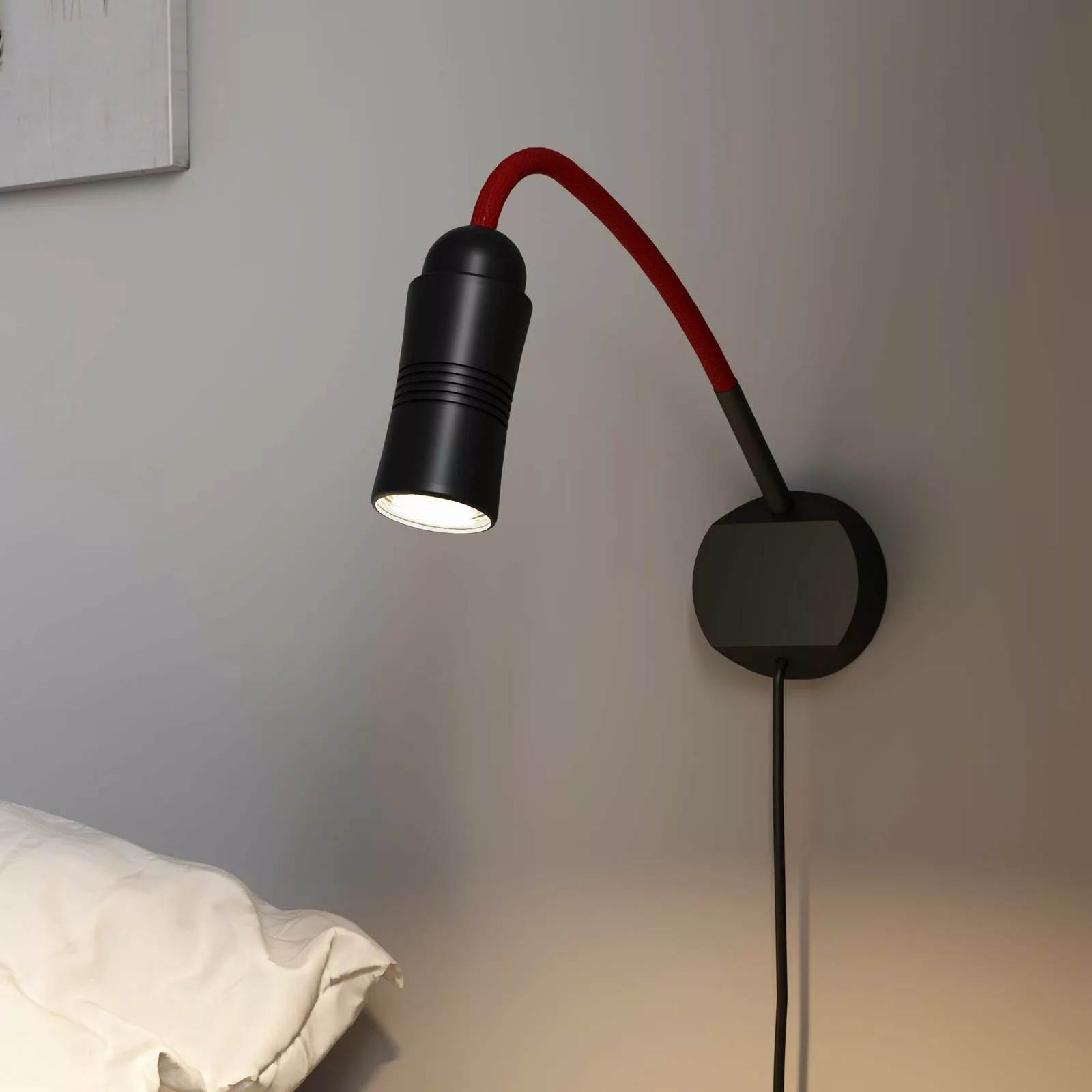 Neo! Flex Hotel II LED-Wandleuchte, schwarz/rot günstig online kaufen