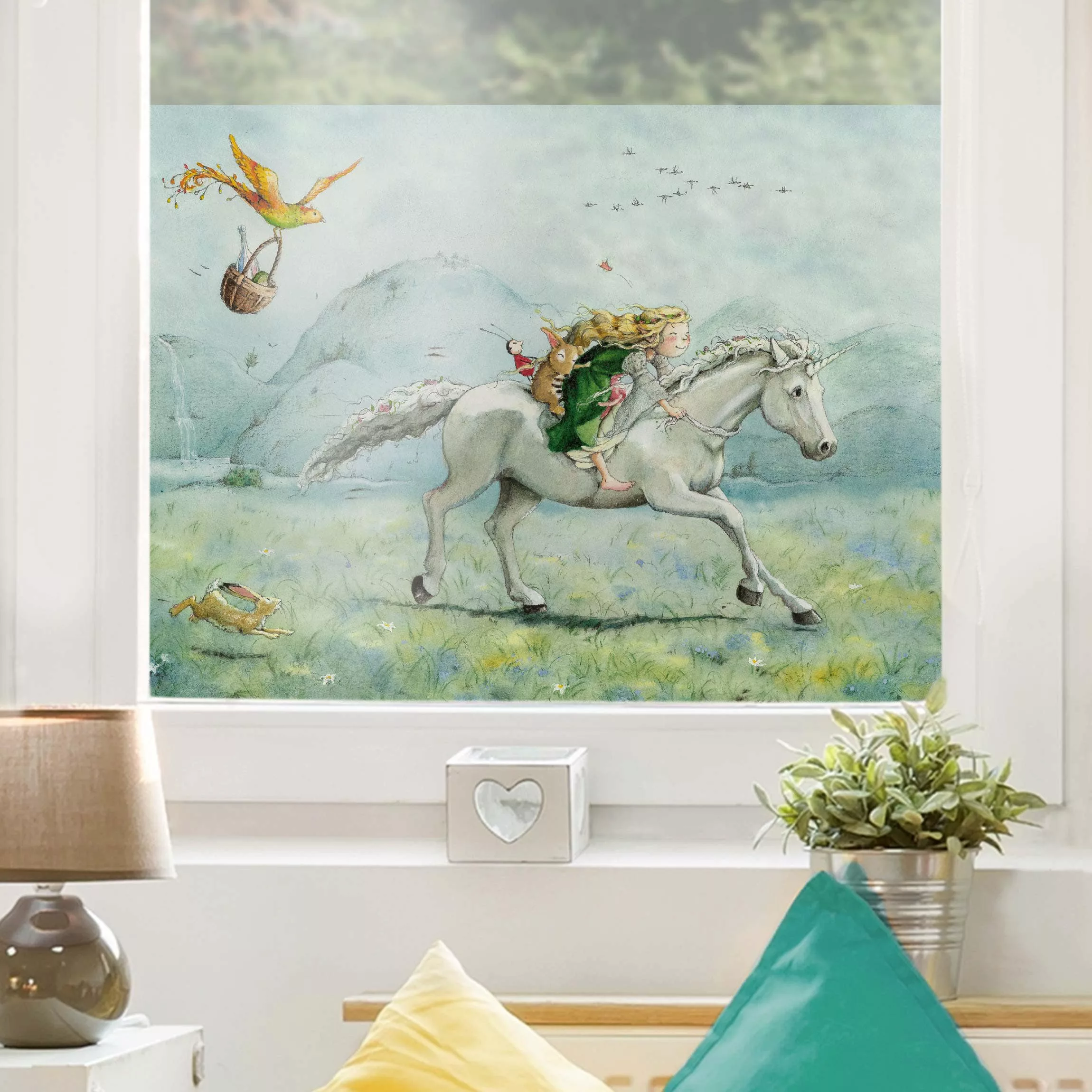 Fensterfolie Lilia - Auf dem Einhorn günstig online kaufen