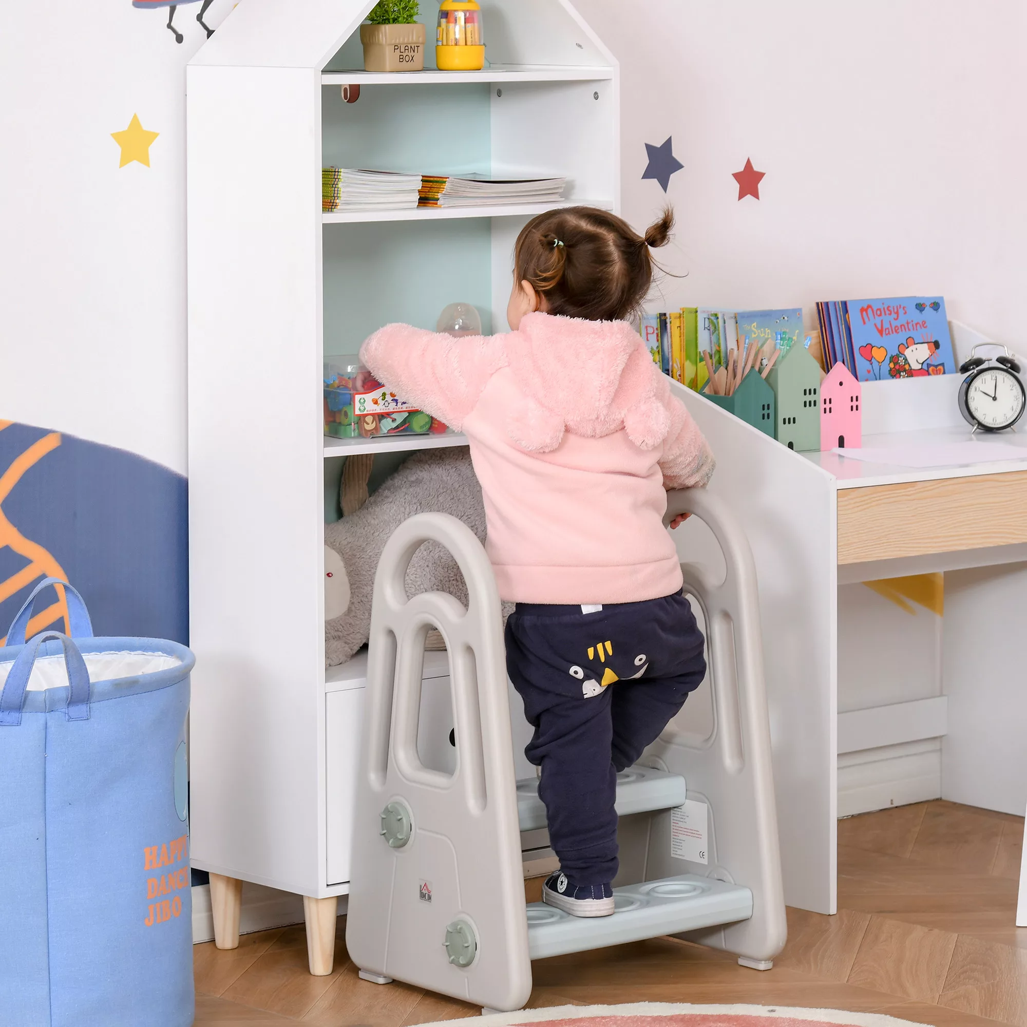 HOMCOM Lernturm Kinder, mit 2 Stufen, bis 25kg, Montessori Turm, Lernstuhl günstig online kaufen