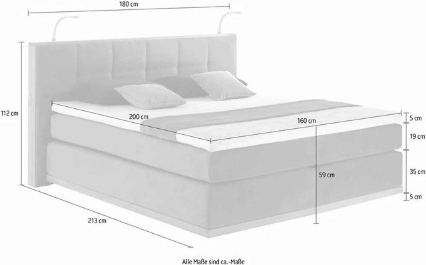 Places of Style Boxspringbett Vinton, mit LED-Beleuchtung, Massivholzrahmen günstig online kaufen