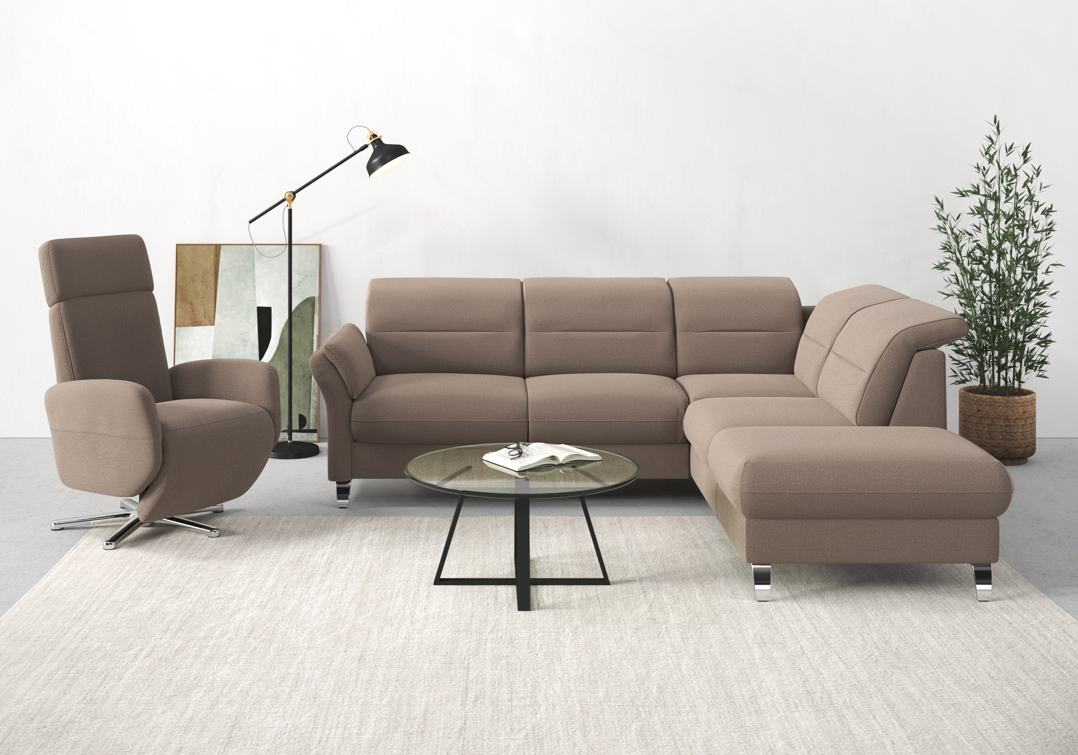 sit&more Ecksofa Grenoble L-Form mit Federkern, wahlweise mit Bettfunktion, günstig online kaufen