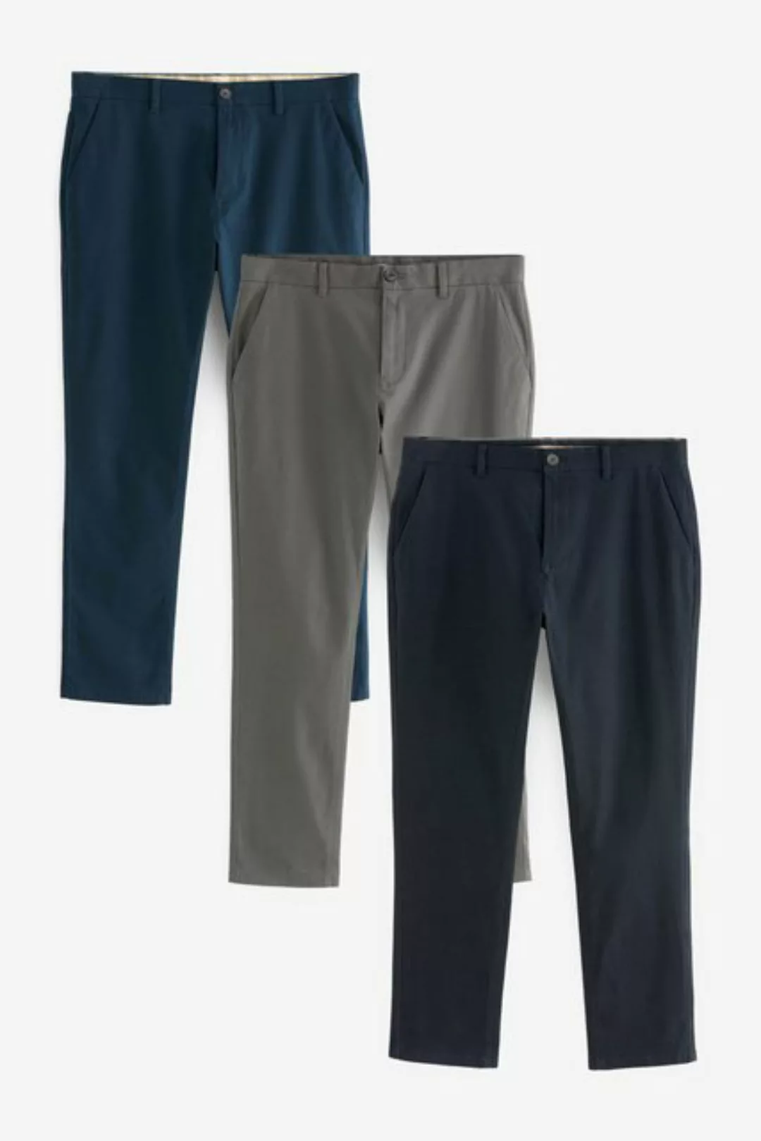 Next Chinohose Slim Fit Chinohose mit Stretch im 3er-Pack (3-tlg) günstig online kaufen