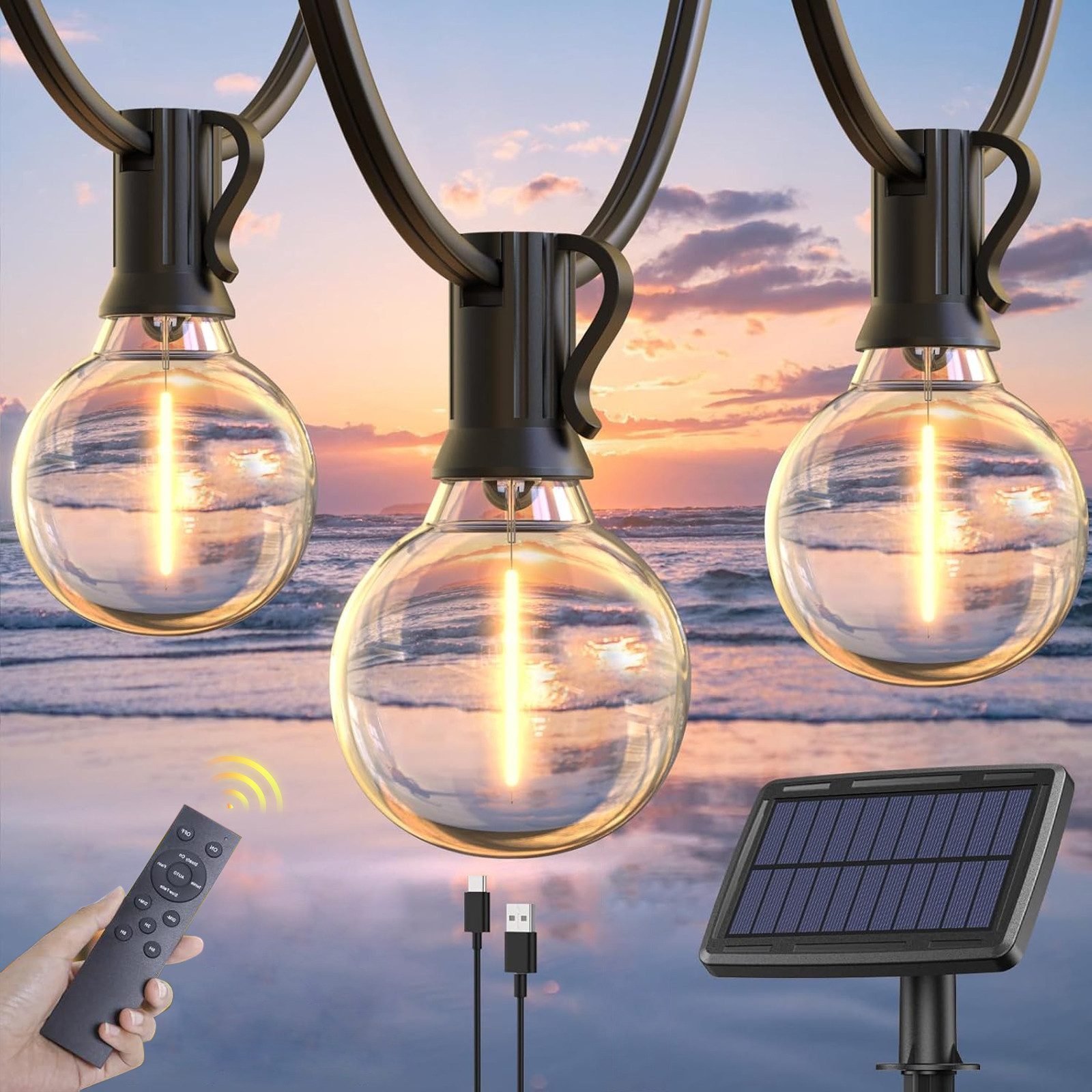 Elegear Lichterkette 12/19m LED-Lichterkette Außen, Gartenleuchte günstig online kaufen