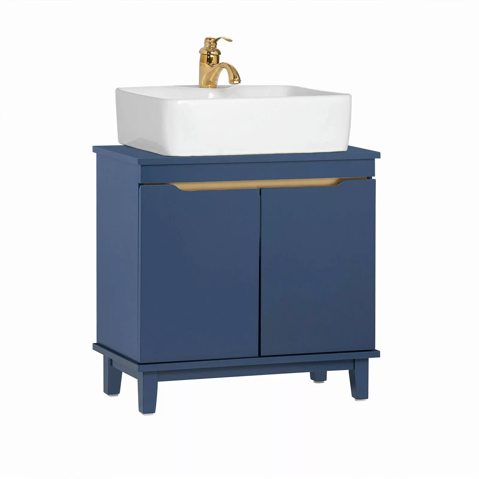 SoBuy Waschbeckenunterschrank mit 2 Türen Holz Blau 60 cm BZR113-B günstig online kaufen