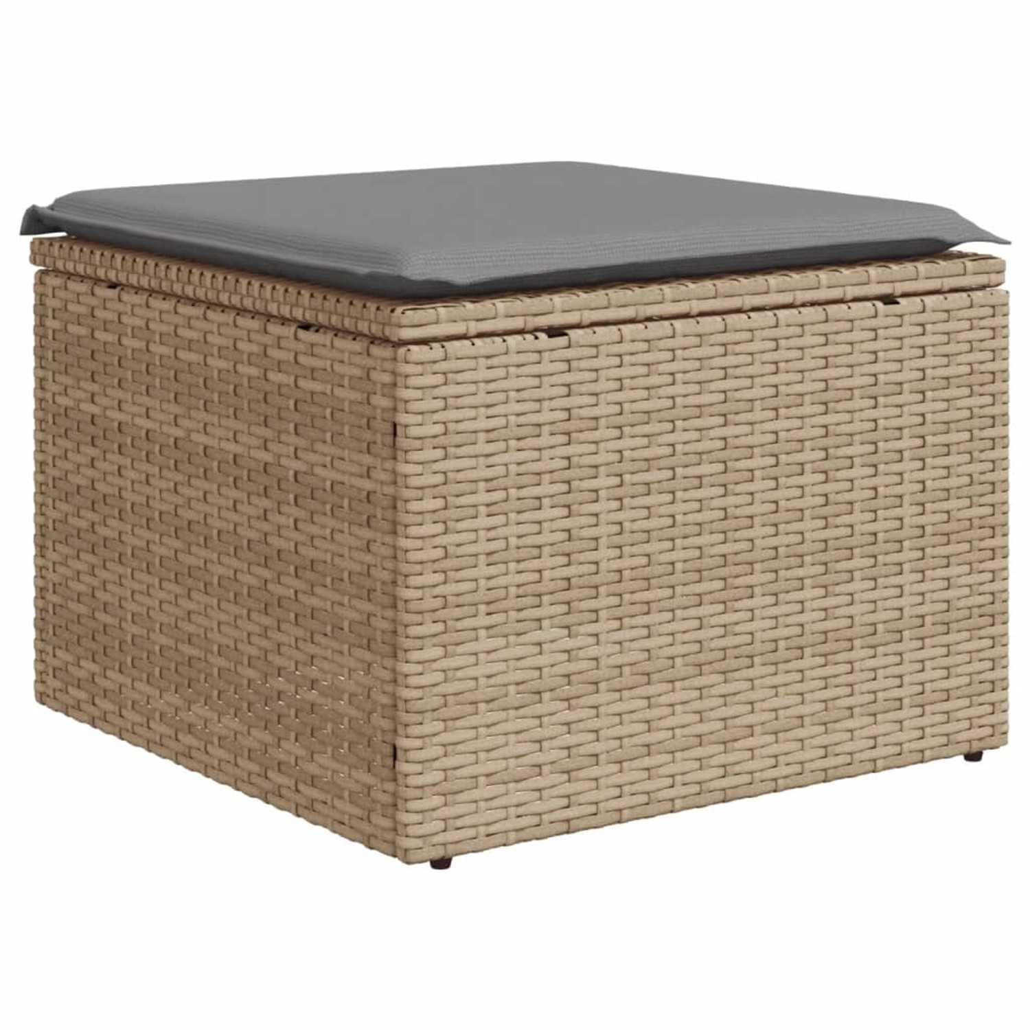 vidaXL Gartenhocker mit Kissen Beige 55x55x37 cm Poly Rattan günstig online kaufen