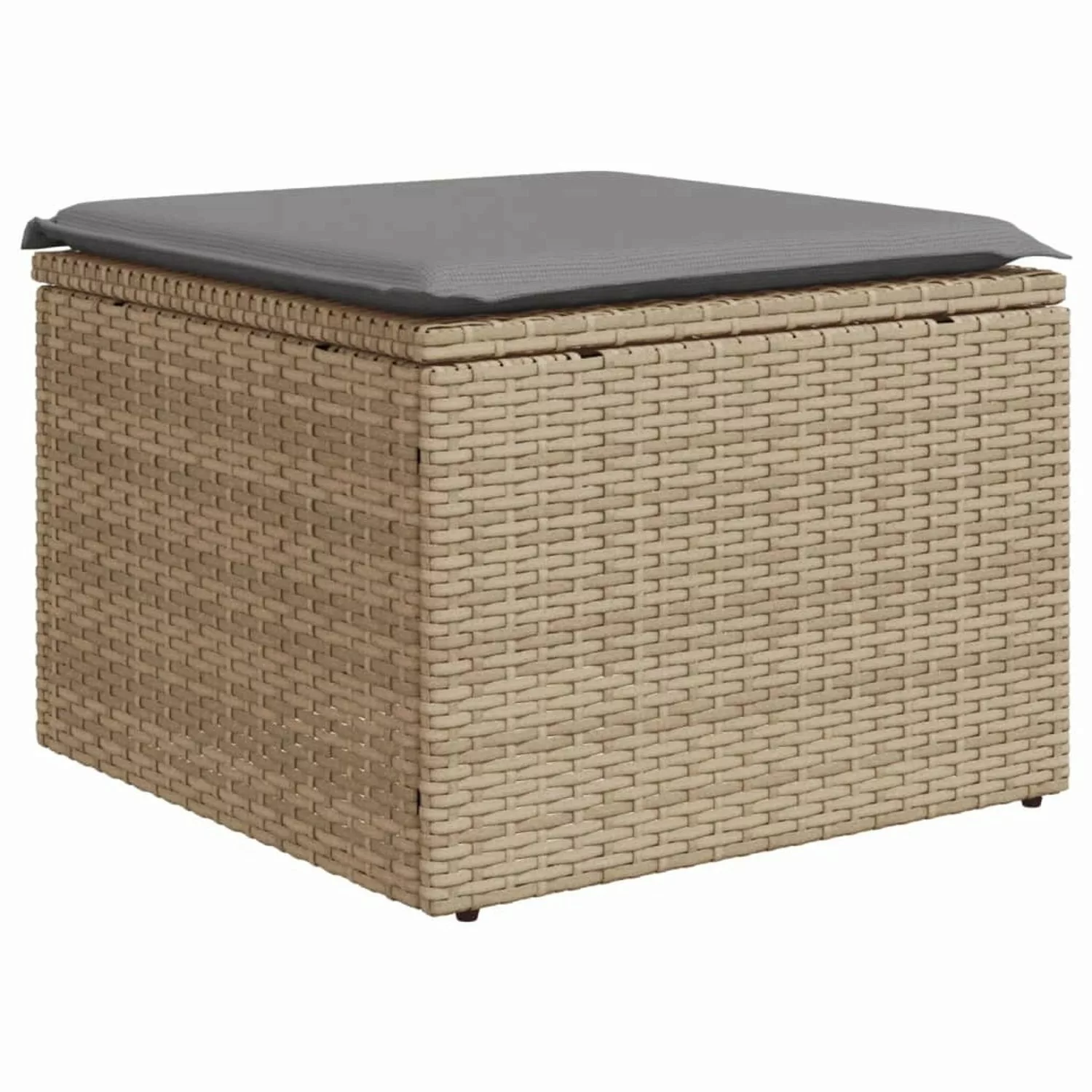 VidaXL Gartenhocker mit Kissen Beige 55x55x37 cm Poly Rattan günstig online kaufen