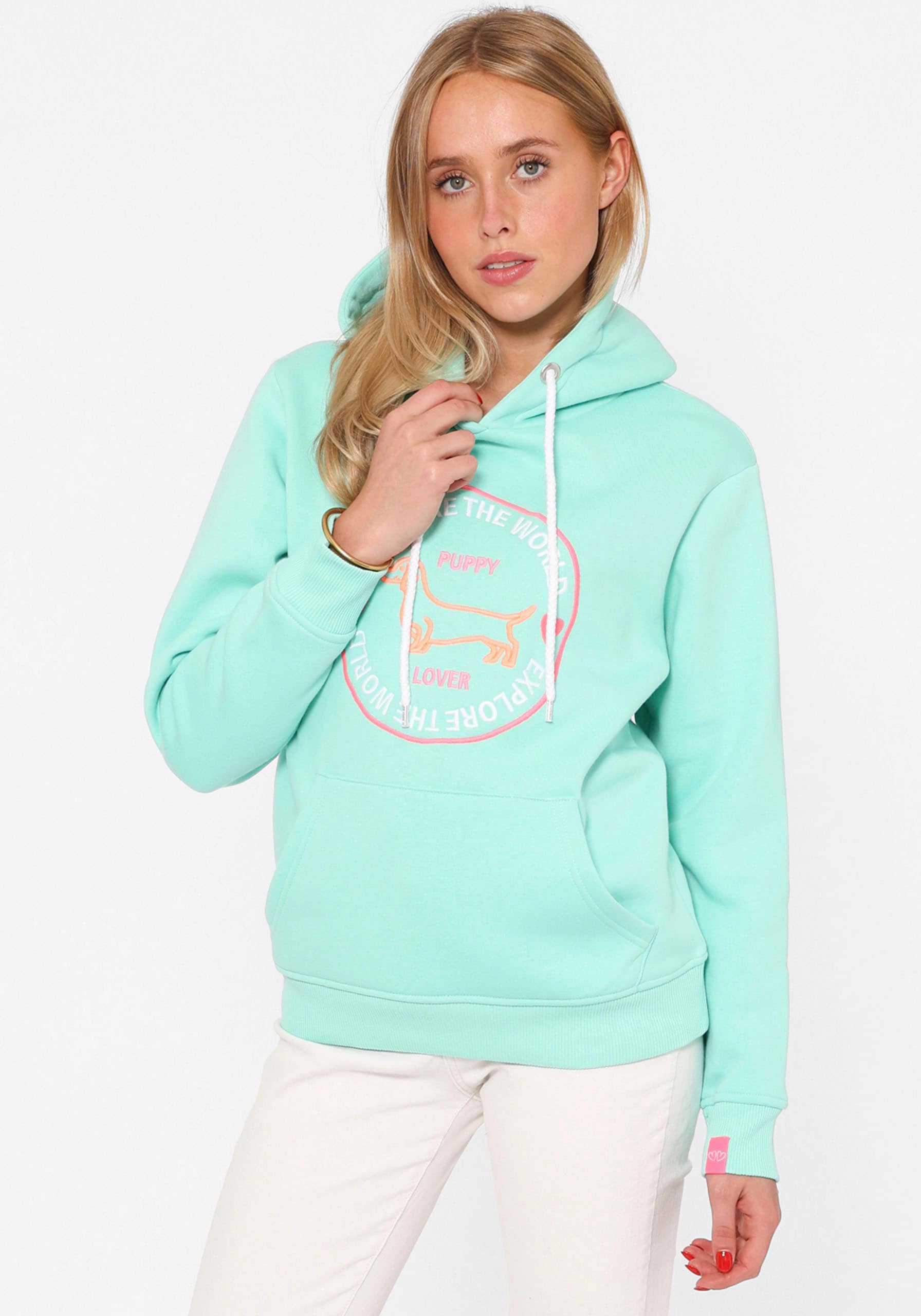 Zwillingsherz Hoodie ""Explore the World"", mit "Puppy Lover" Aufschrift un günstig online kaufen