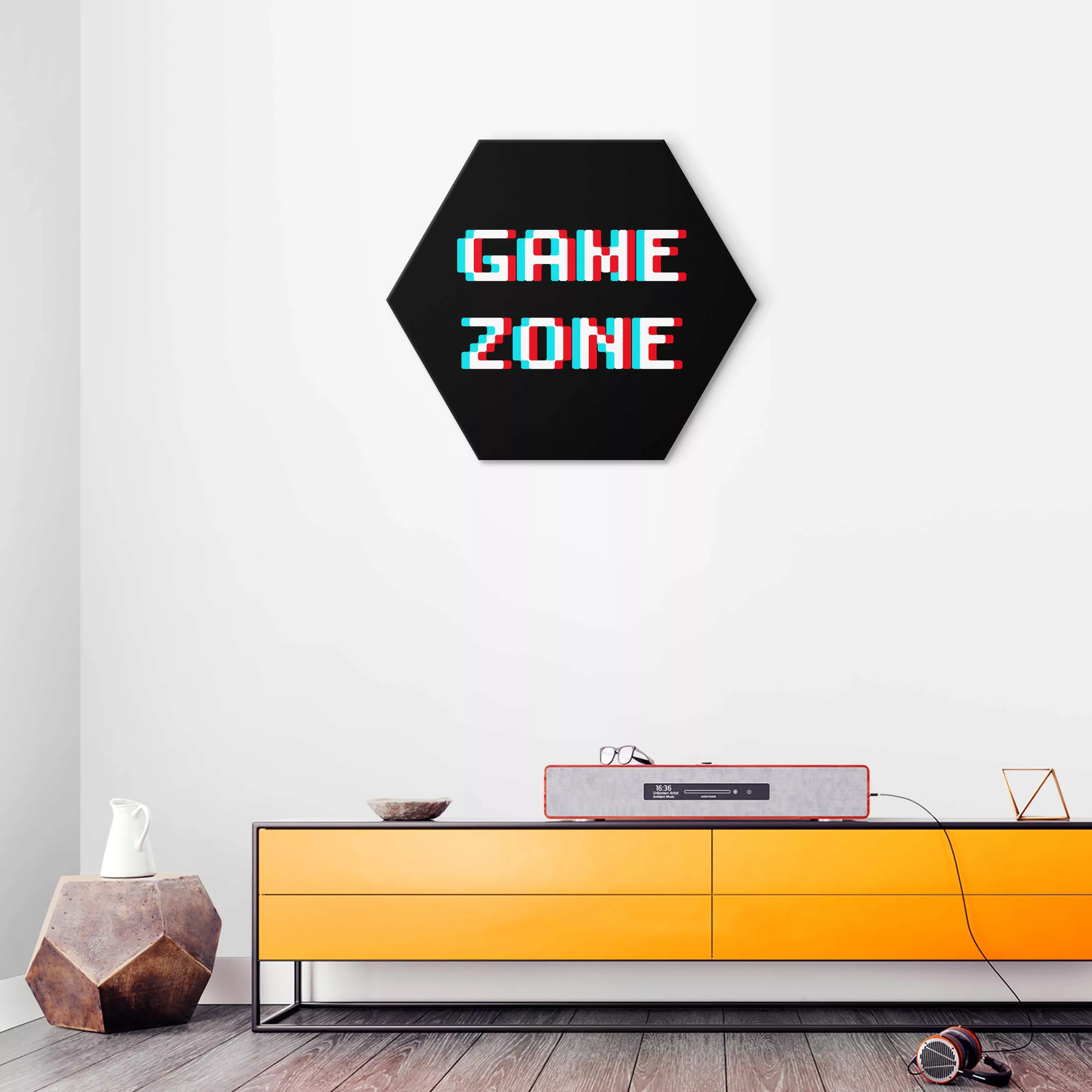 Hexagon-Alu-Dibond Bild Videospiel Gamezone günstig online kaufen