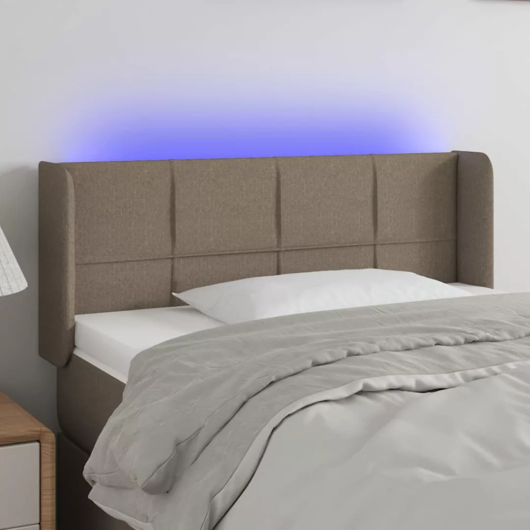 vidaXL Bett, LED Kopfteil Taupe 83x16x78/88 cm Stoff günstig online kaufen