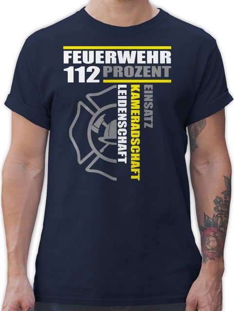 Shirtracer T-Shirt Feuerwehr 112 Prozent Einsatz Kameradschaft Leidenschaft günstig online kaufen