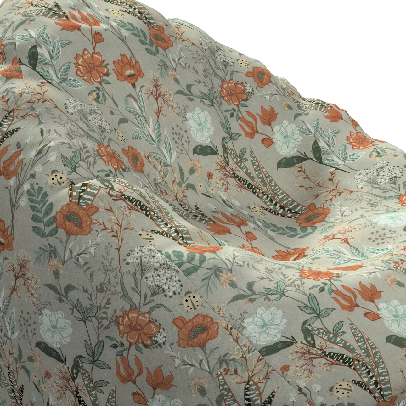 Sitzsack, grau-orange-grün, Ø60 x 105 cm, Flowers (143-70) günstig online kaufen