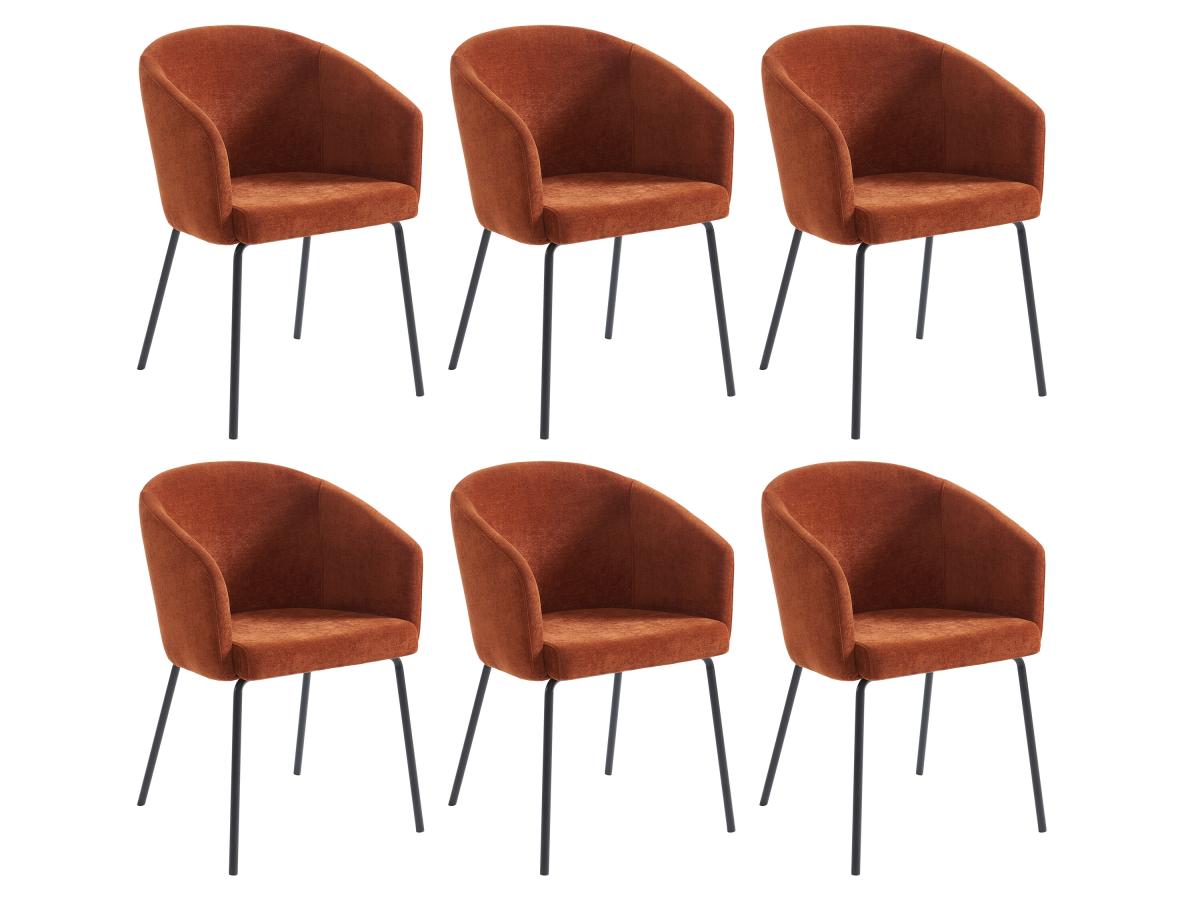 Stuhl 6er-Set mit Armlehnen - Stoff & Metall - Terracotta - MORONI von Pasc günstig online kaufen