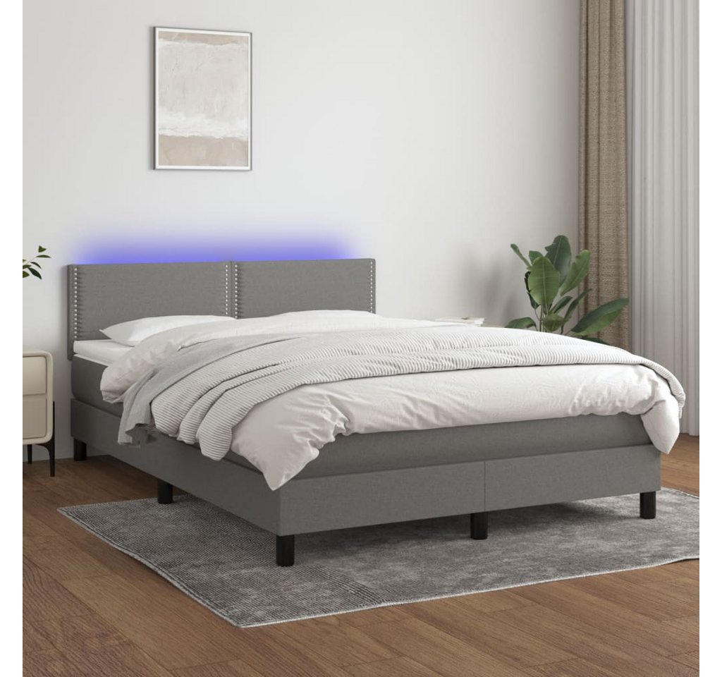 vidaXL Boxspringbett Boxspringbett mit Matratze LED Dunkelgrau 140x200 cm S günstig online kaufen