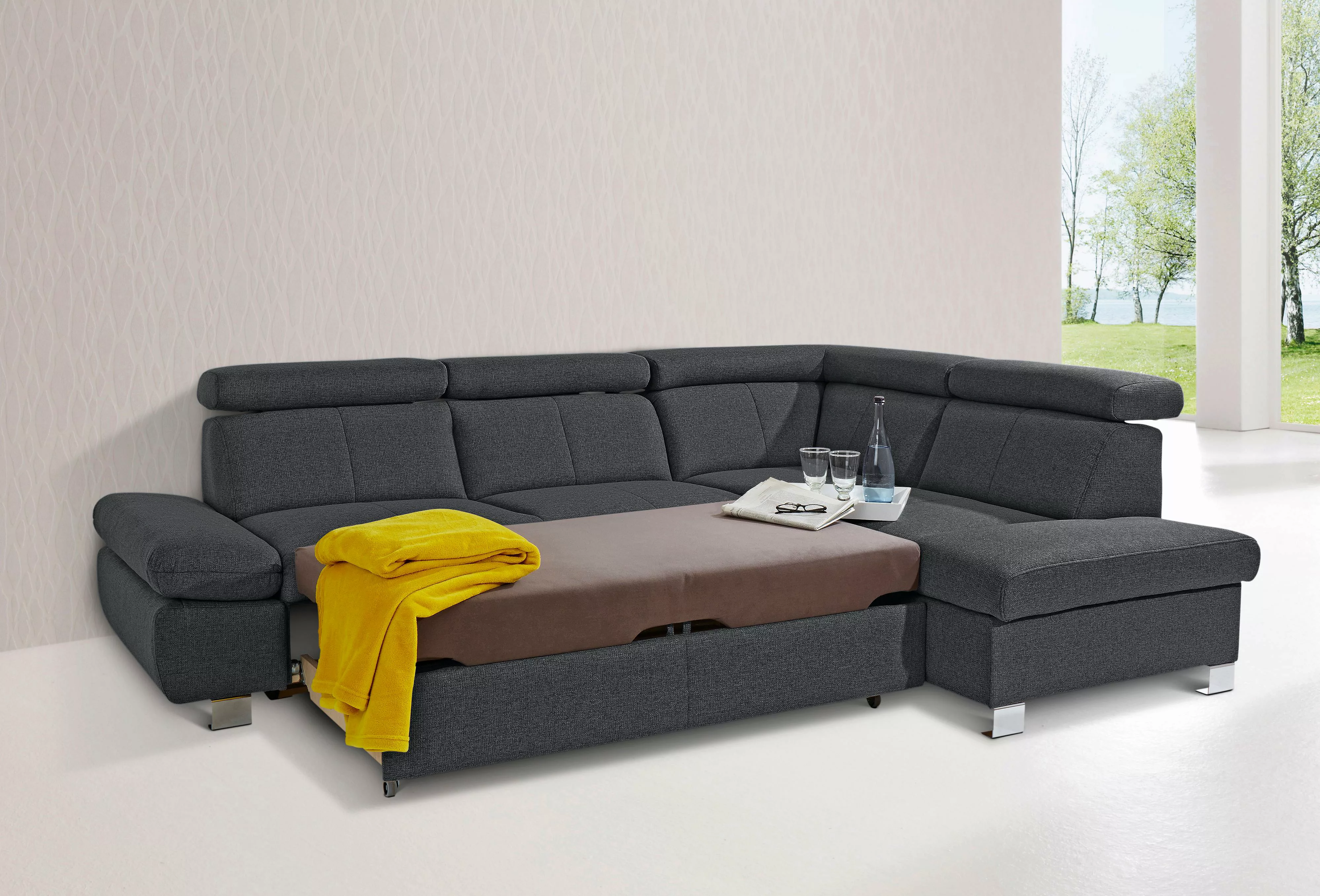 exxpo - sofa fashion Ecksofa "Happy, inkl. Kopf- und Armteilverstellung, L- günstig online kaufen