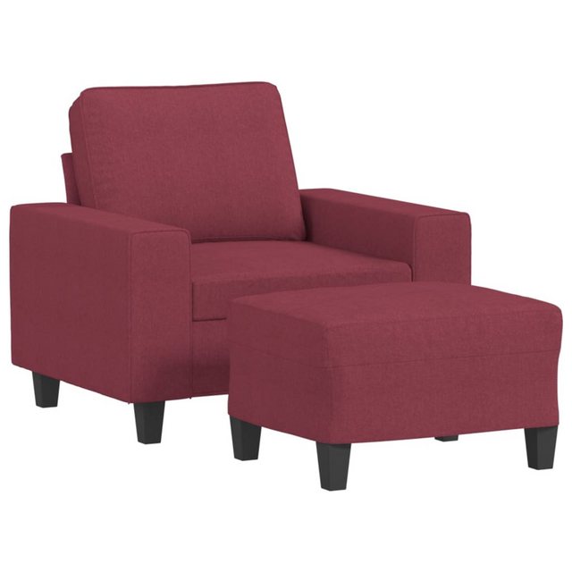 vidaXL Sofa Sessel mit Hocker 60 cm Stoff, Rot günstig online kaufen