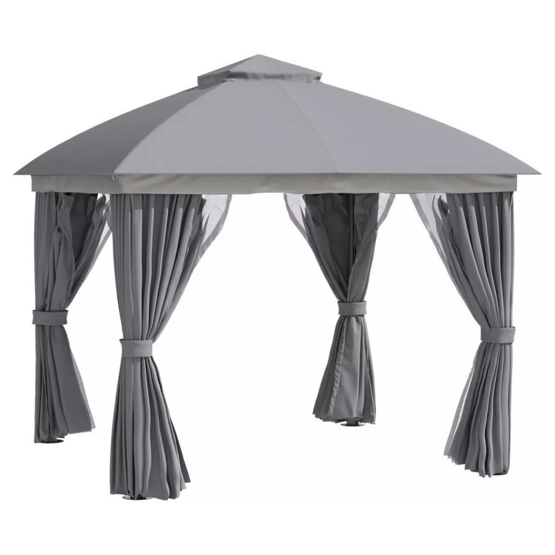 Outsunny Pavillon hellgrau Aluminium B/H/L: ca. 295x285x295 cm günstig online kaufen