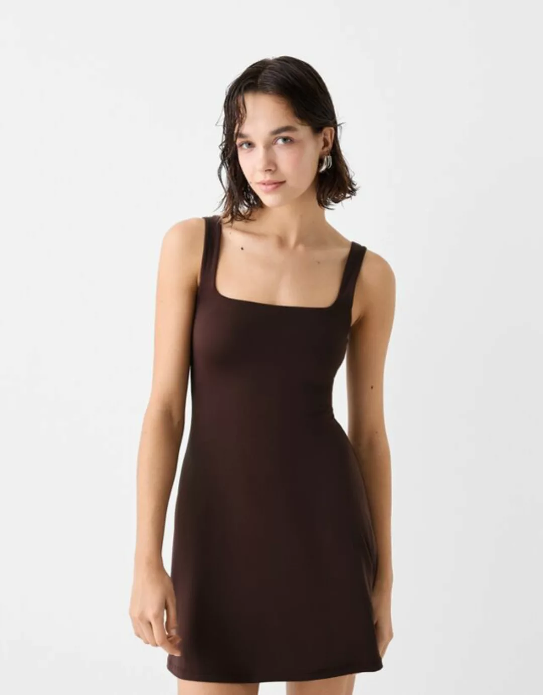 Bershka Skater-Minikleid Mit Trägern Damen M Braun günstig online kaufen