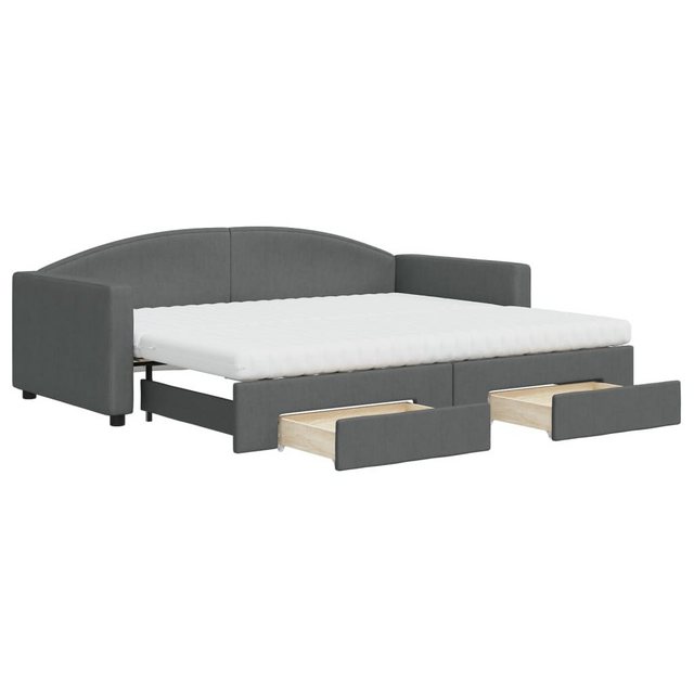 vidaXL Bett Tagesbett Ausziehbar mit Schubladen Dunkelgrau 90x200 cm Stoff günstig online kaufen