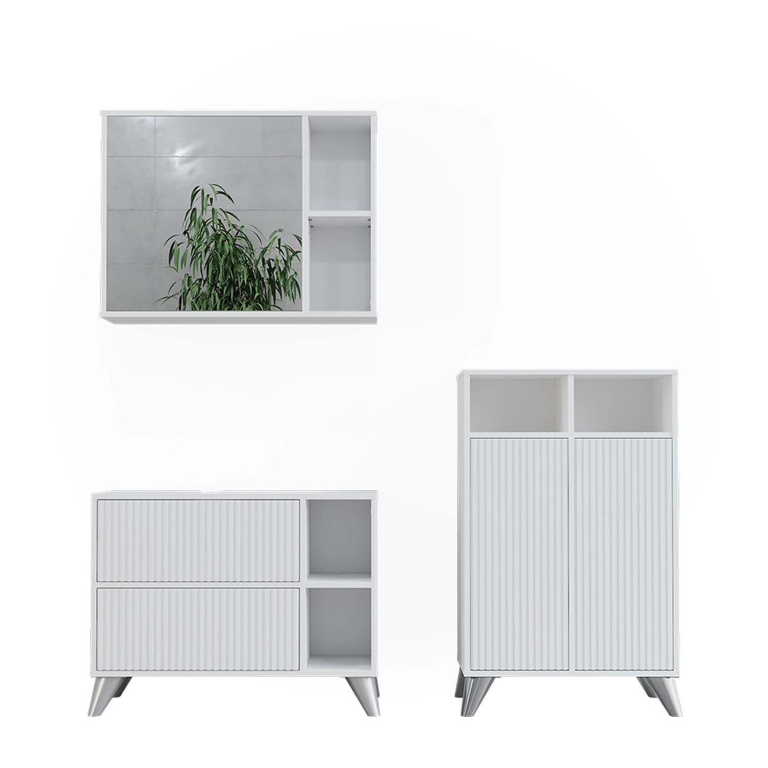Vicco Badmöbel-Set Leano Weiß 80 cm Set 2 günstig online kaufen