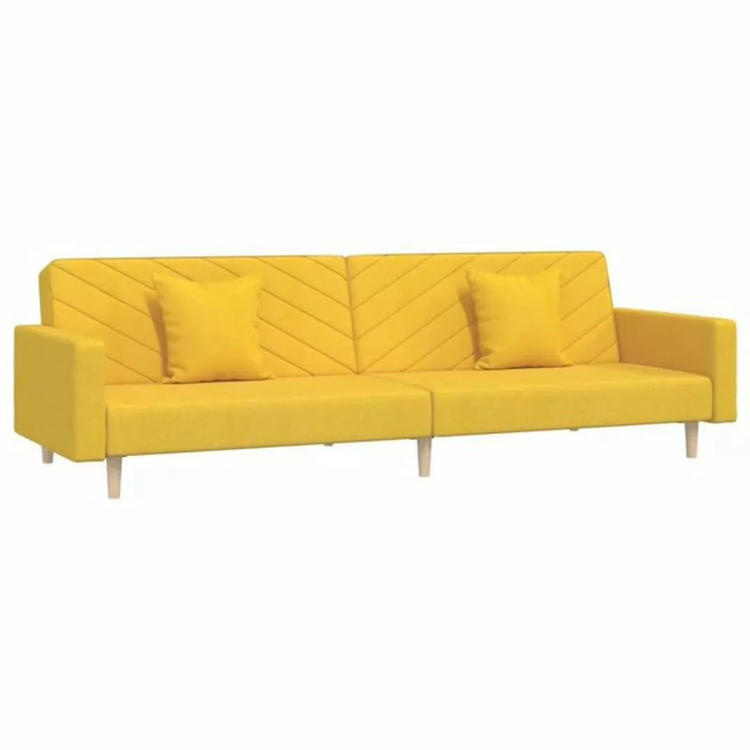 vidaXL Sofa Schlafsofa 2-Sitzer mit 2 Kissen Gelb Stoff günstig online kaufen