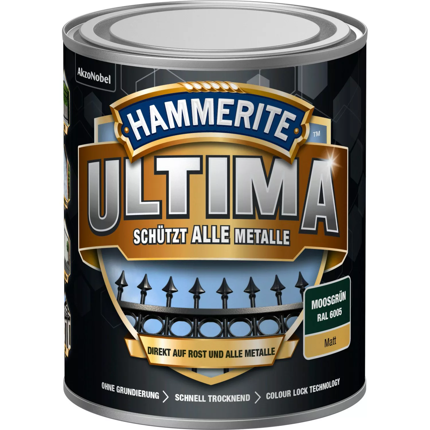 Hammerite Metallschutz-Lack Ultima Matt 750 ml Moosgrün RAL6005 günstig online kaufen