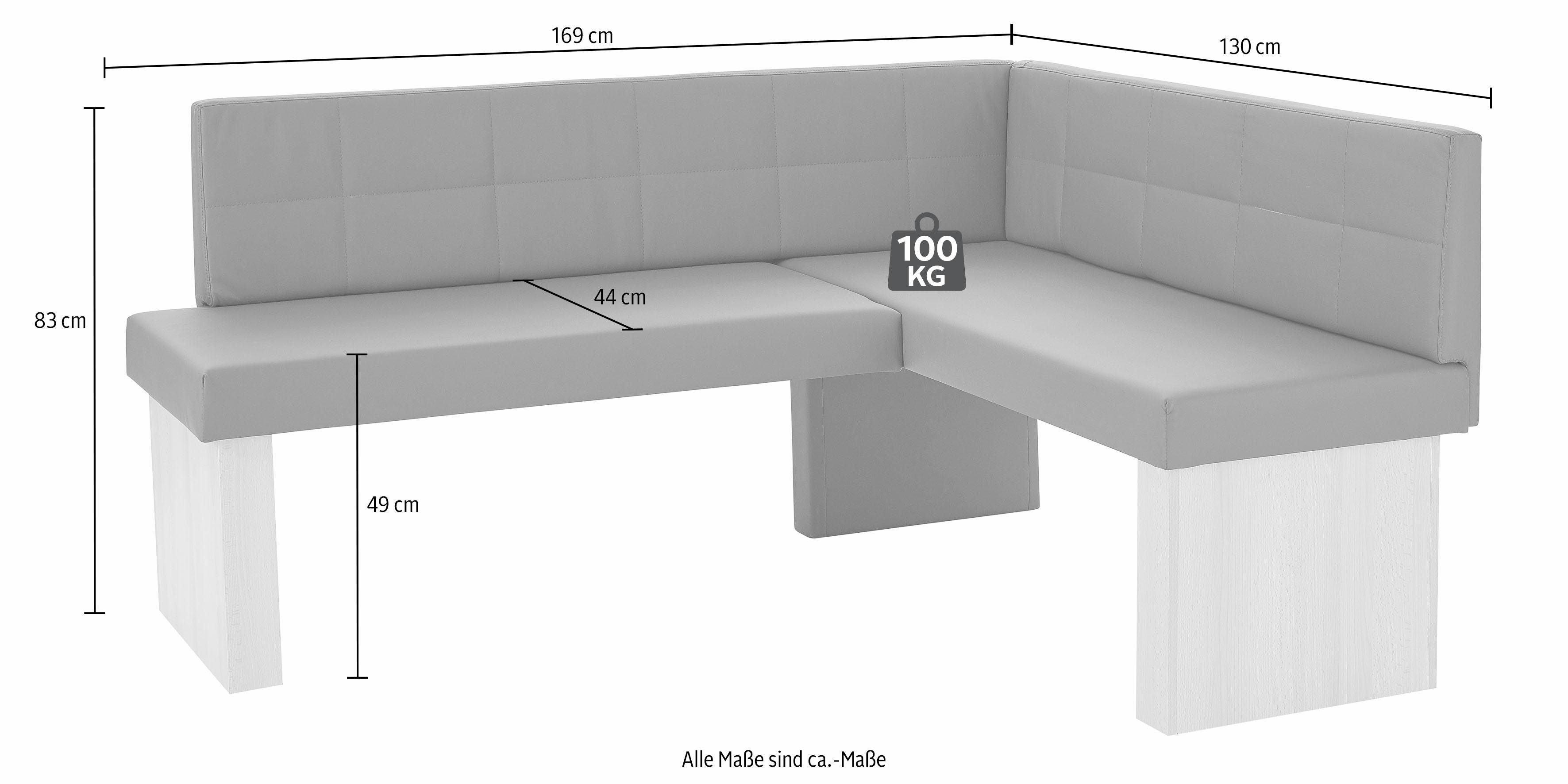 massivline&more Eckbankgruppe "Anna", (Set, 4 tlg.), mit 2 Stühlen mit mass günstig online kaufen