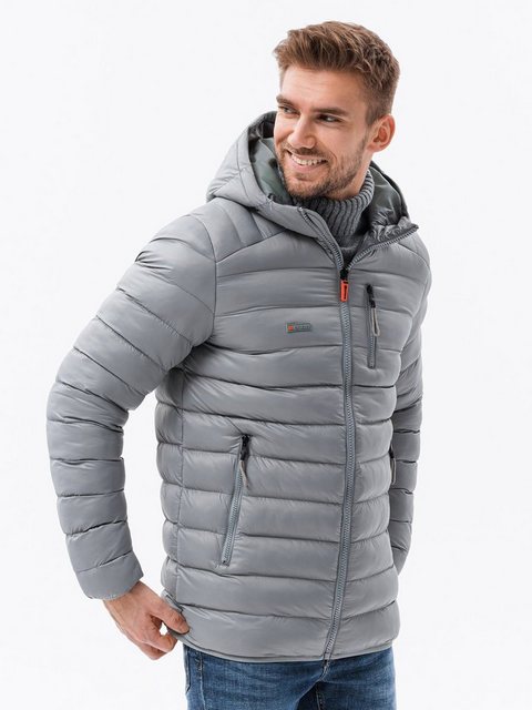 OMBRE Steppjacke Herren Steppjacke mit Kapuze - grau V2 C549 M günstig online kaufen