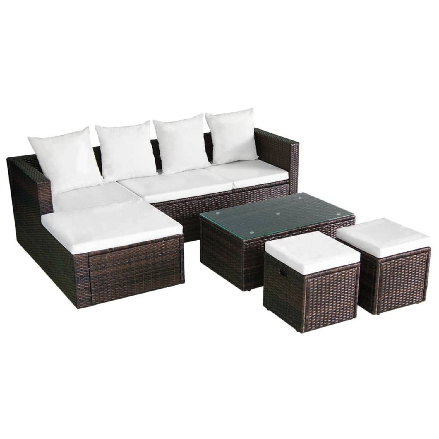 4-tlg. Garten-lounge-set Mit Auflagen Poly Rattan Braun günstig online kaufen