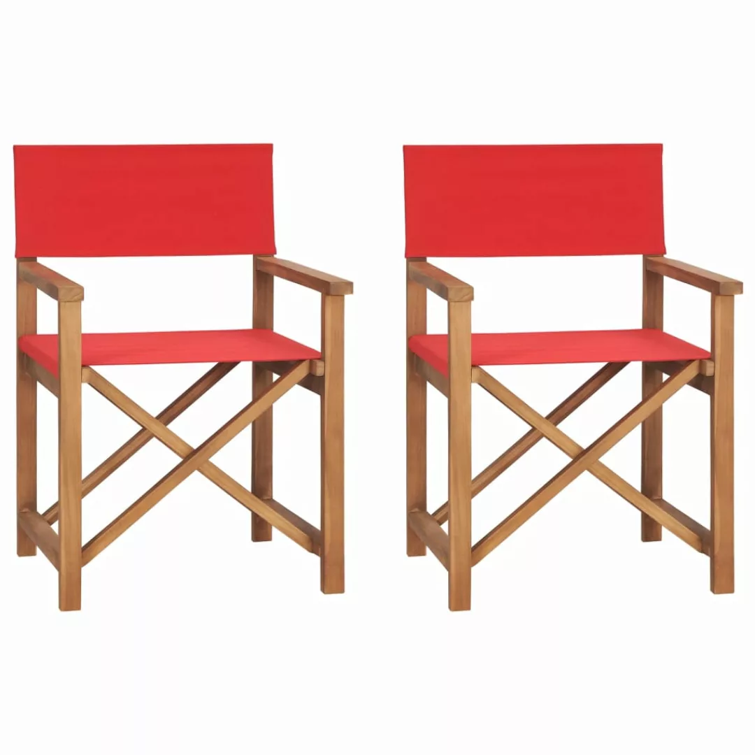 Vidaxl Regiestühle 2 Stk. Klappbar Rot Massivholz Teak günstig online kaufen