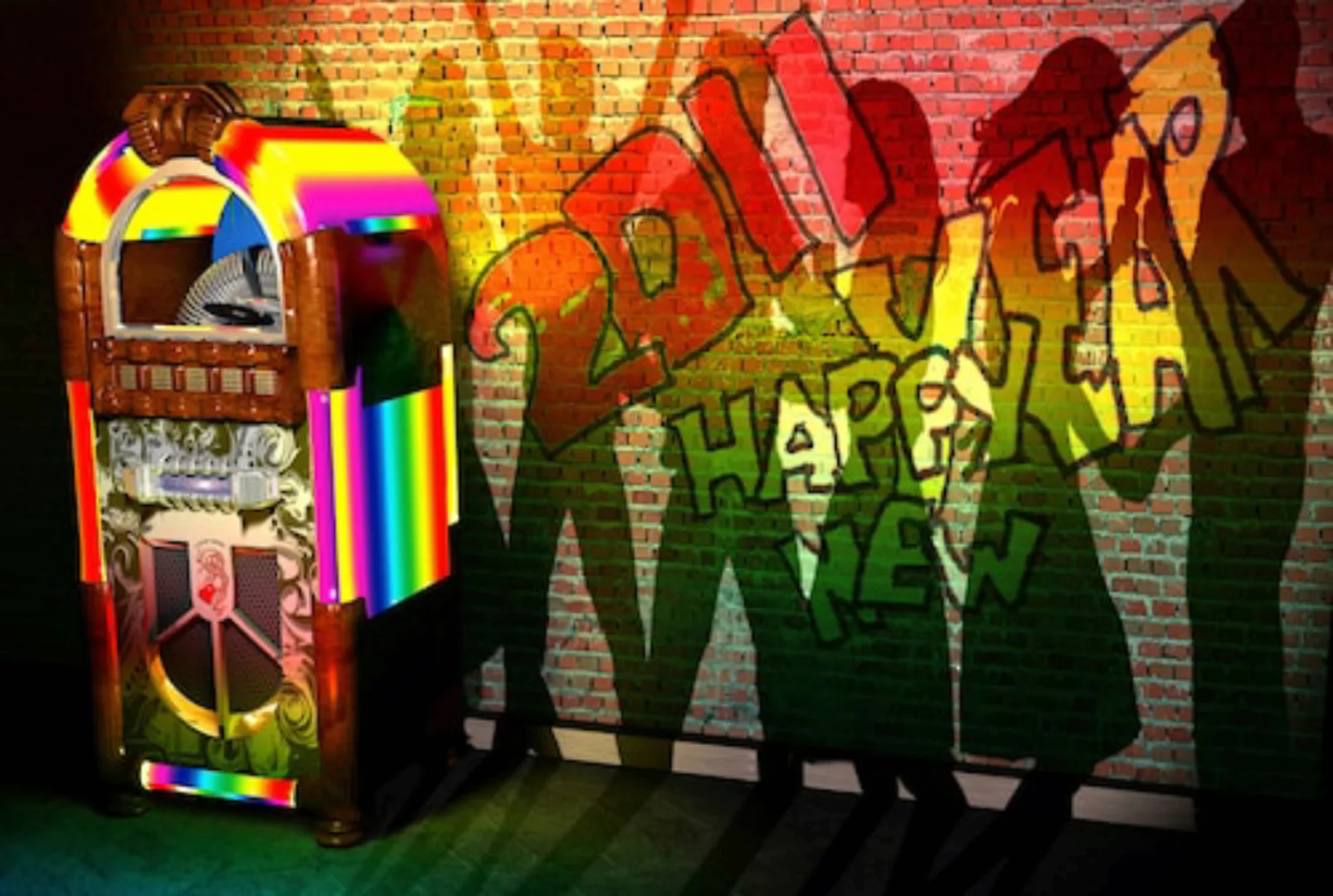 Papermoon Fototapete »Jukebox mit Graffiti« günstig online kaufen
