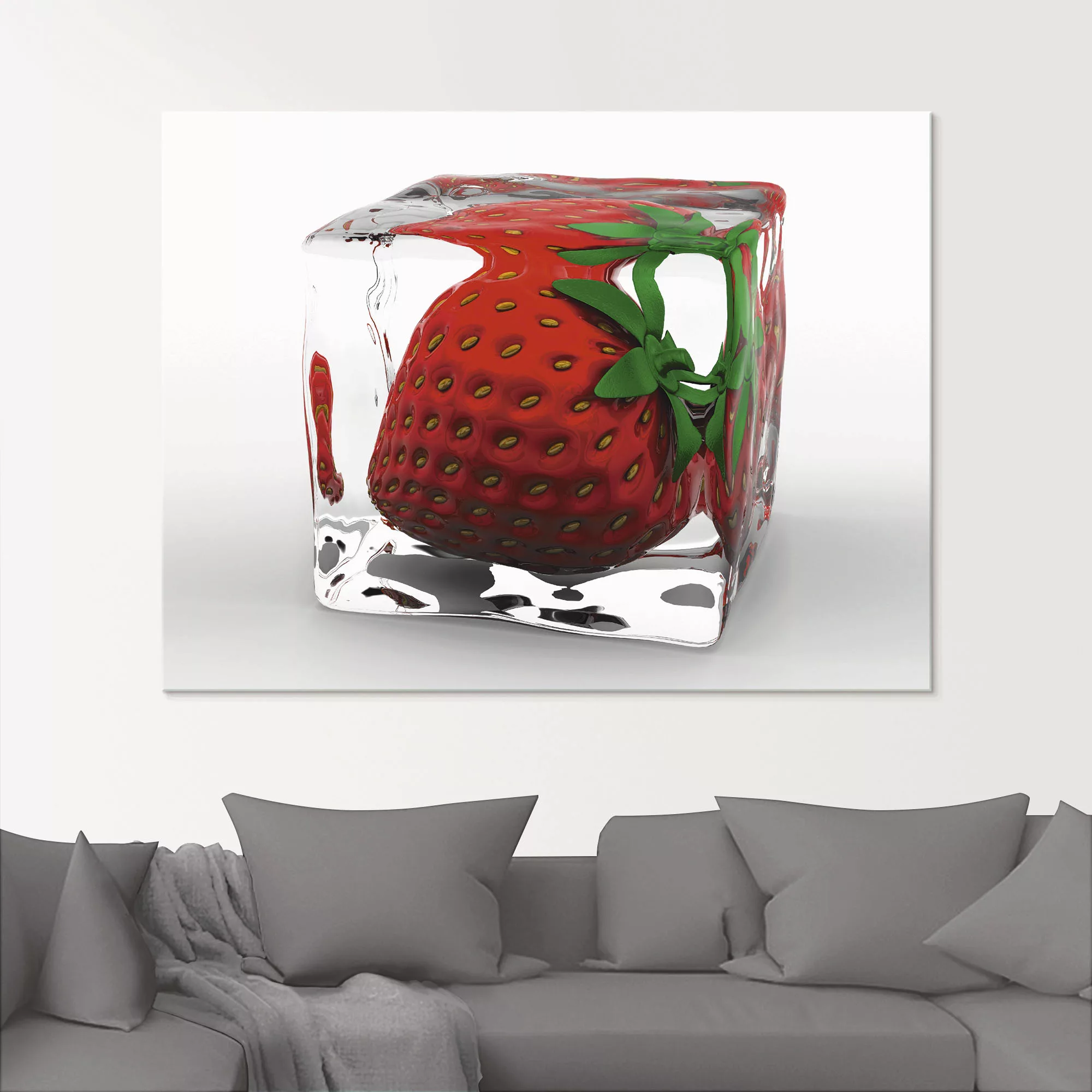 Artland Glasbild »Erdbeere in Eis«, Lebensmittel, (1 St.), in verschiedenen günstig online kaufen