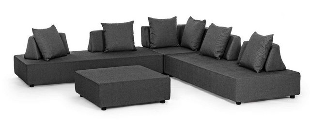 Bizzotto Gartensofa Gartenlounge Sofa Piper mit Kissen, Anthrazit günstig online kaufen