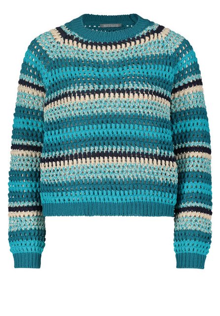 Betty&Co Sweatshirt Strickpullover Kurz 1/1 Arm, Petrol/Dark Blue günstig online kaufen