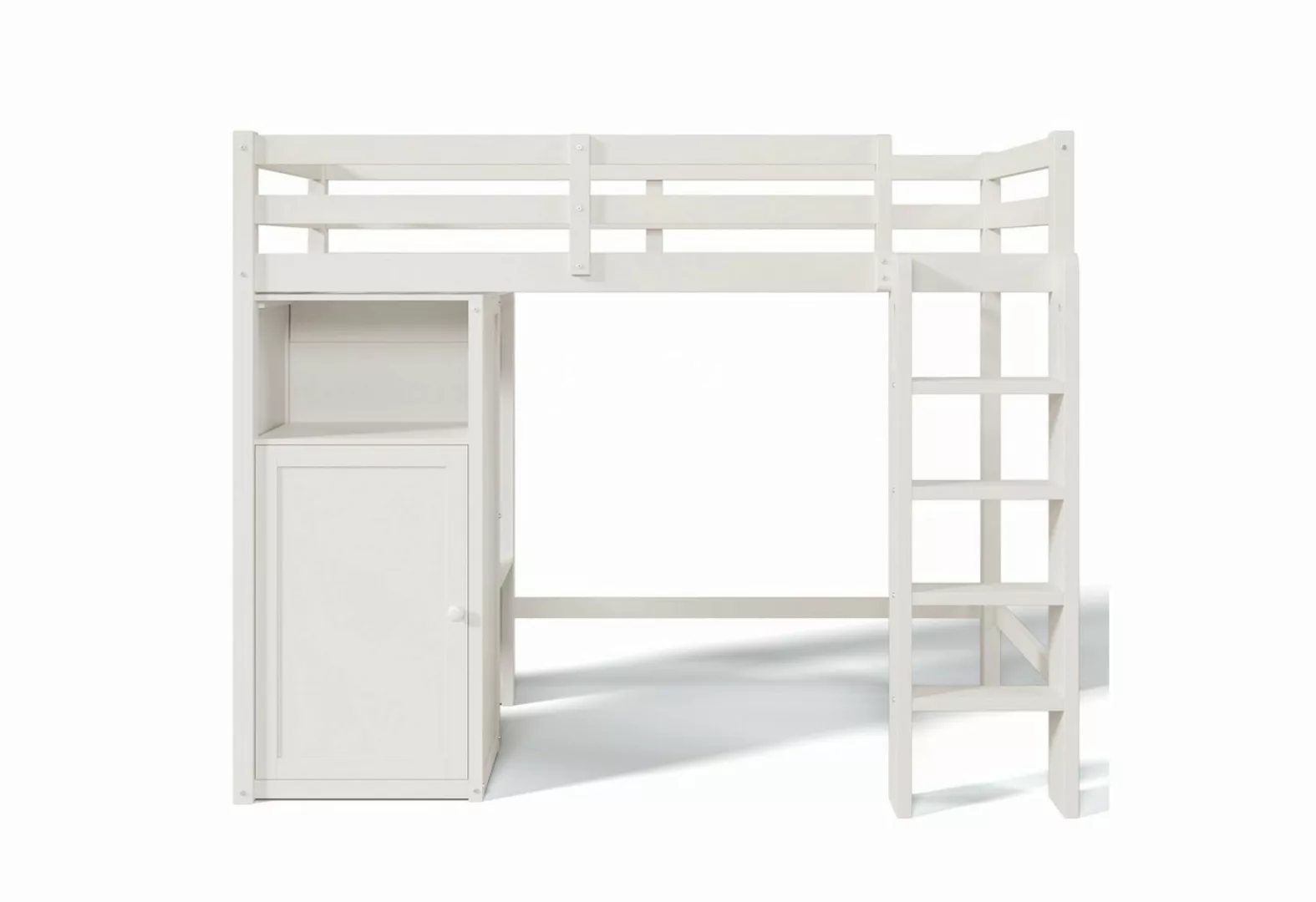 IDEASY Kinderbett Hochbett Einzelbett mit Kleiderschrank und Regalen 90x200 günstig online kaufen