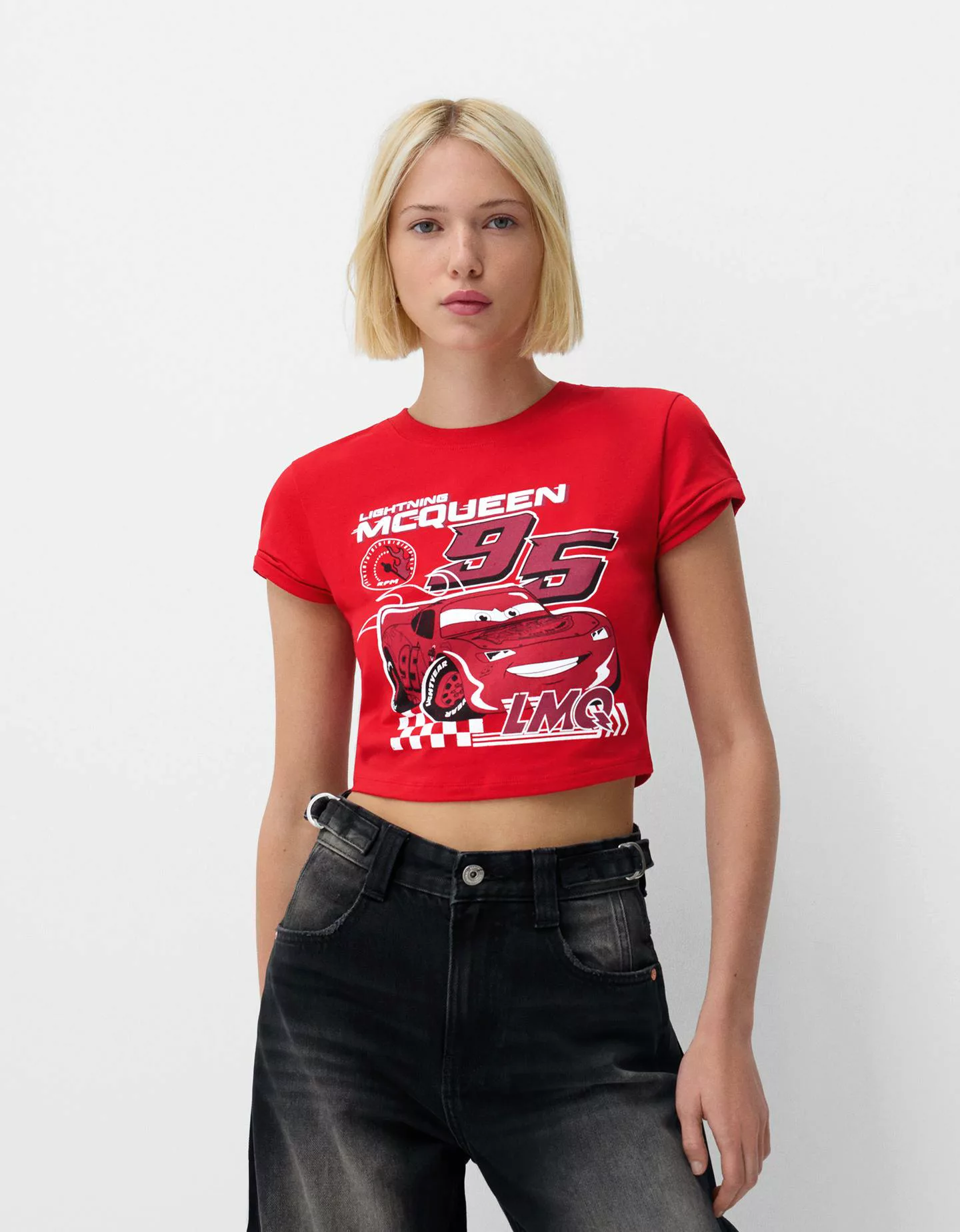 Bershka T-Shirt Cars Mit Kurzen Ärmeln Und Print Damen Xs Rot günstig online kaufen