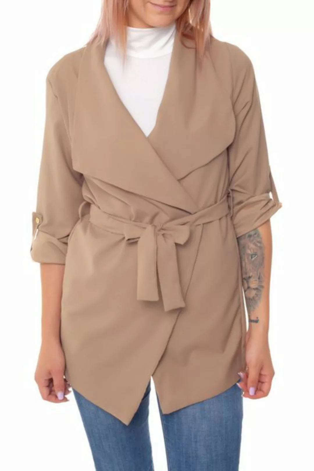 Bongual Sommerjacke Cardigan Wasserfallkragen Blazer günstig online kaufen