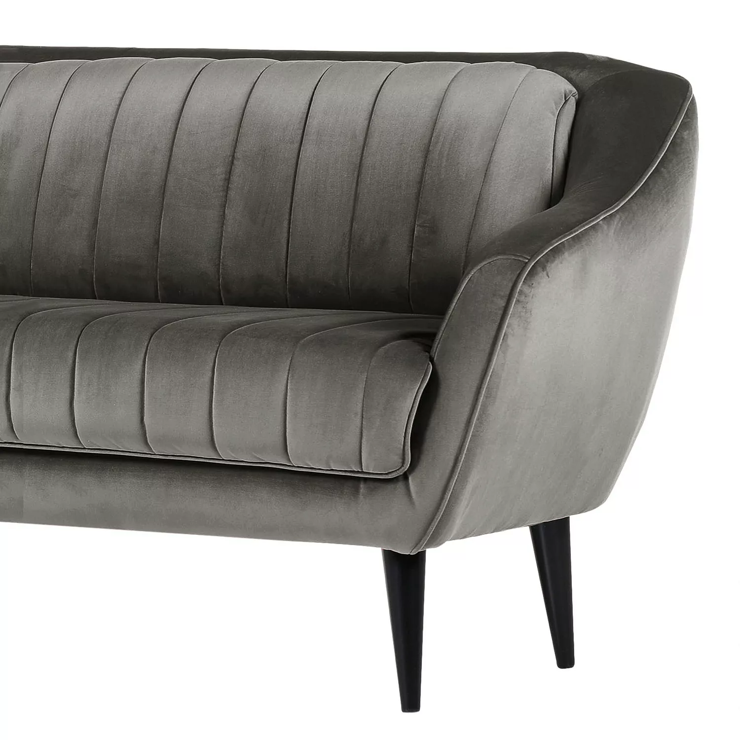 home24 Red Living Sofa Margon 2-Sitzer Grau Samt 190x83x90 cm günstig online kaufen
