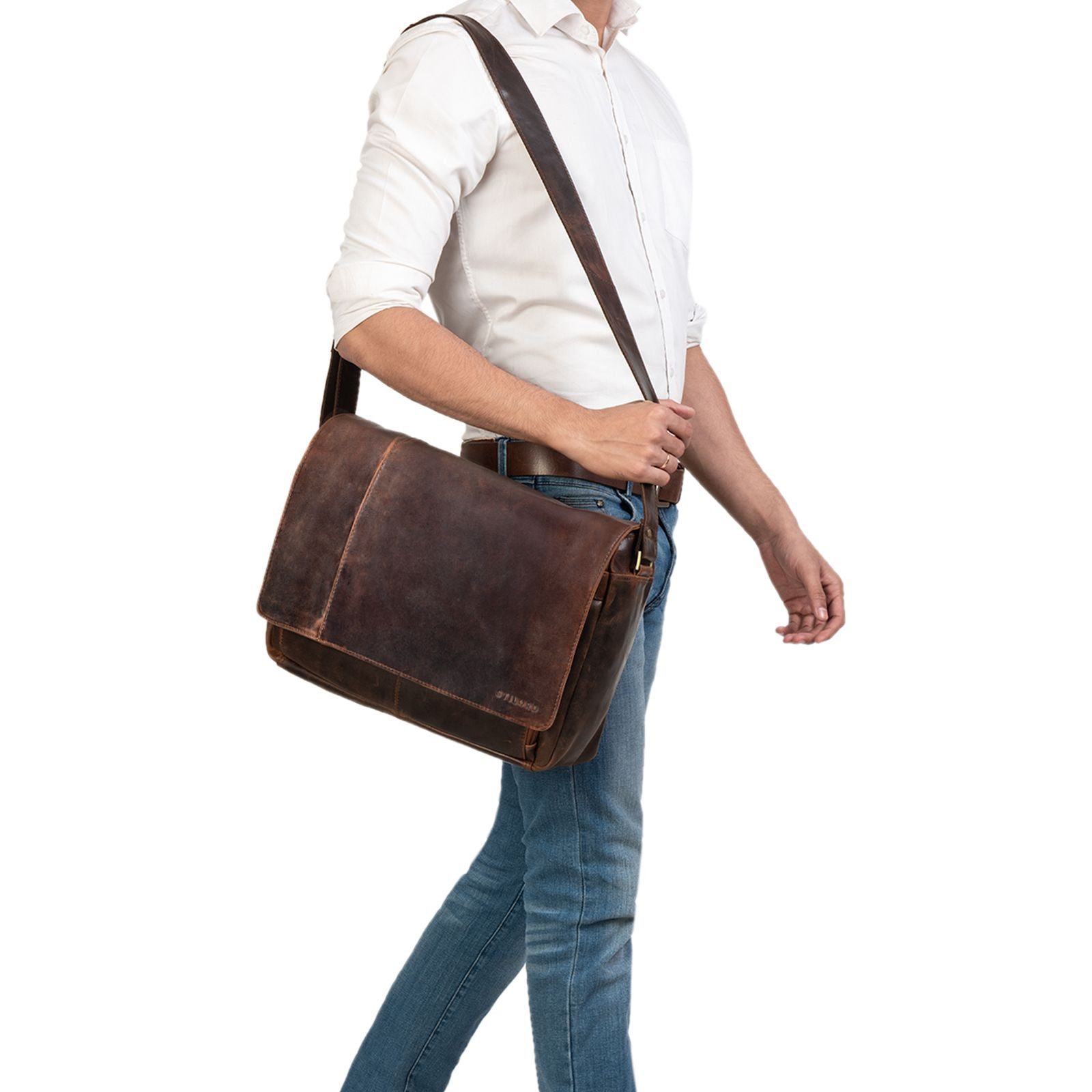 STILORD Laptoptasche "Elias" Echtleder Herren Umhängetasche günstig online kaufen